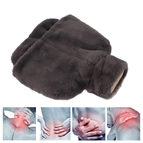 Yosoo Feet Hot Water Feet Hot Water Bottle with Soft Fuzzy Cover Grey Rubber Warm Water Bag Heating Pouch for Neck Shoulders Foot Hunting Camping Xmas Gifts, Pad Grey Hot Water Bottles