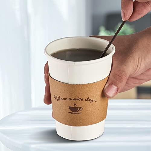 LITOPAK LITOPAK 200 Packs Kraft Paper Coffee Cup Sleeves, Coffee Sleeves, Disposable Corrugated Hot Drink Holder for Paper Cups Insulation and Hand Protection, Fits 10oz-20oz Paper Cups(Cup Not Included)