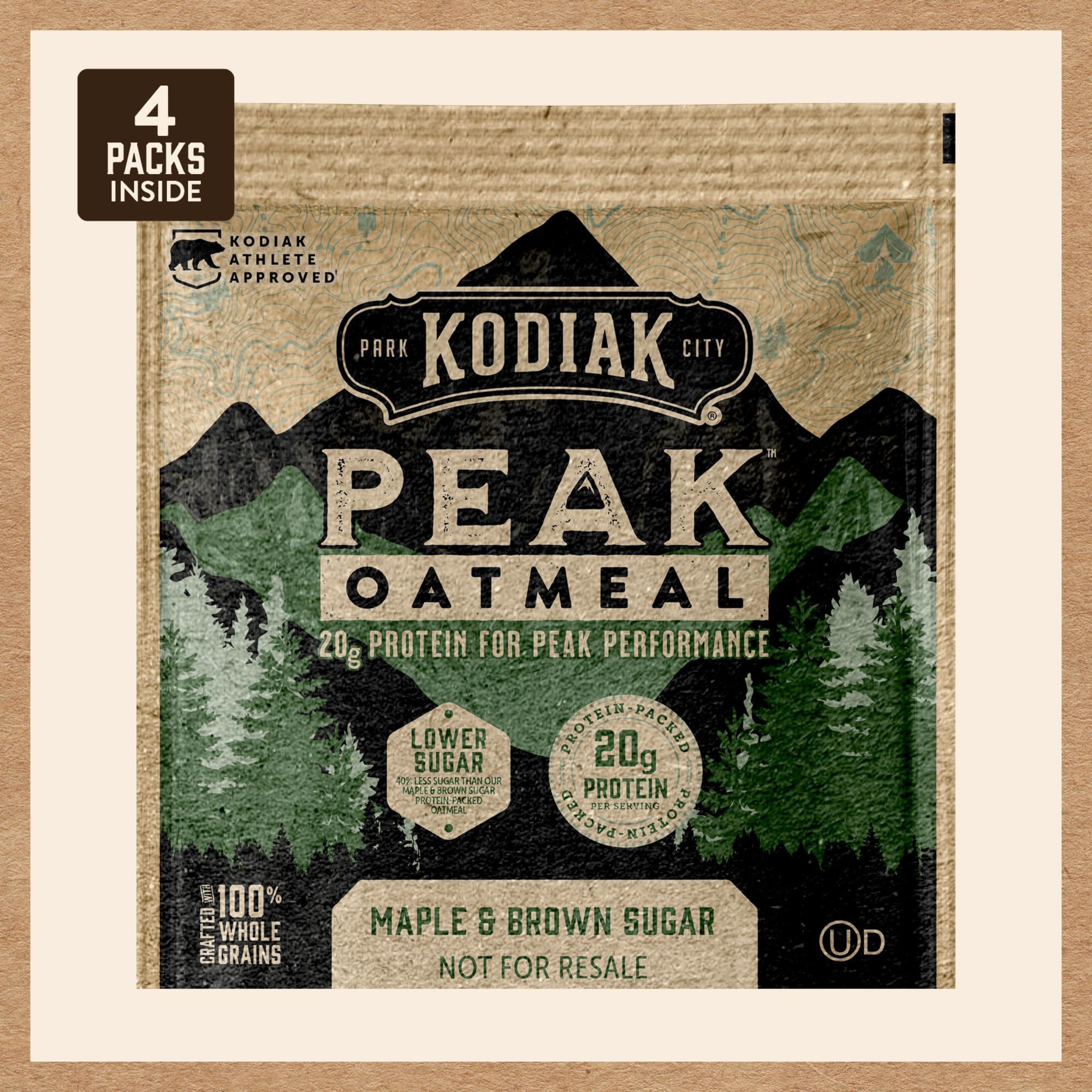 Kodiak Cakes Kodiak Cakes Peak Instant Oatmeal Packets, Maple Brown Sugar, High Protein,100% Whole Grains, 6 box with 4 packets each (Total of 24 packets)