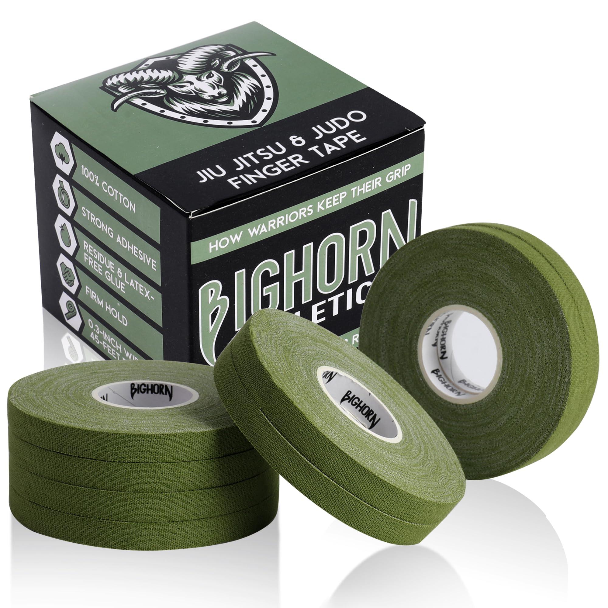 Bighorn Athletics Bighorn Athletics Jiu Jitsu Finger Tape | Athletic Sports Tape for Injuries & Support: BJJ, Judo, MMA, Rock Climbing, Volleyball, Crossfit, Hands & Toes | 0.3-Inch x 45-feet, 8-Rolls, Military Green
