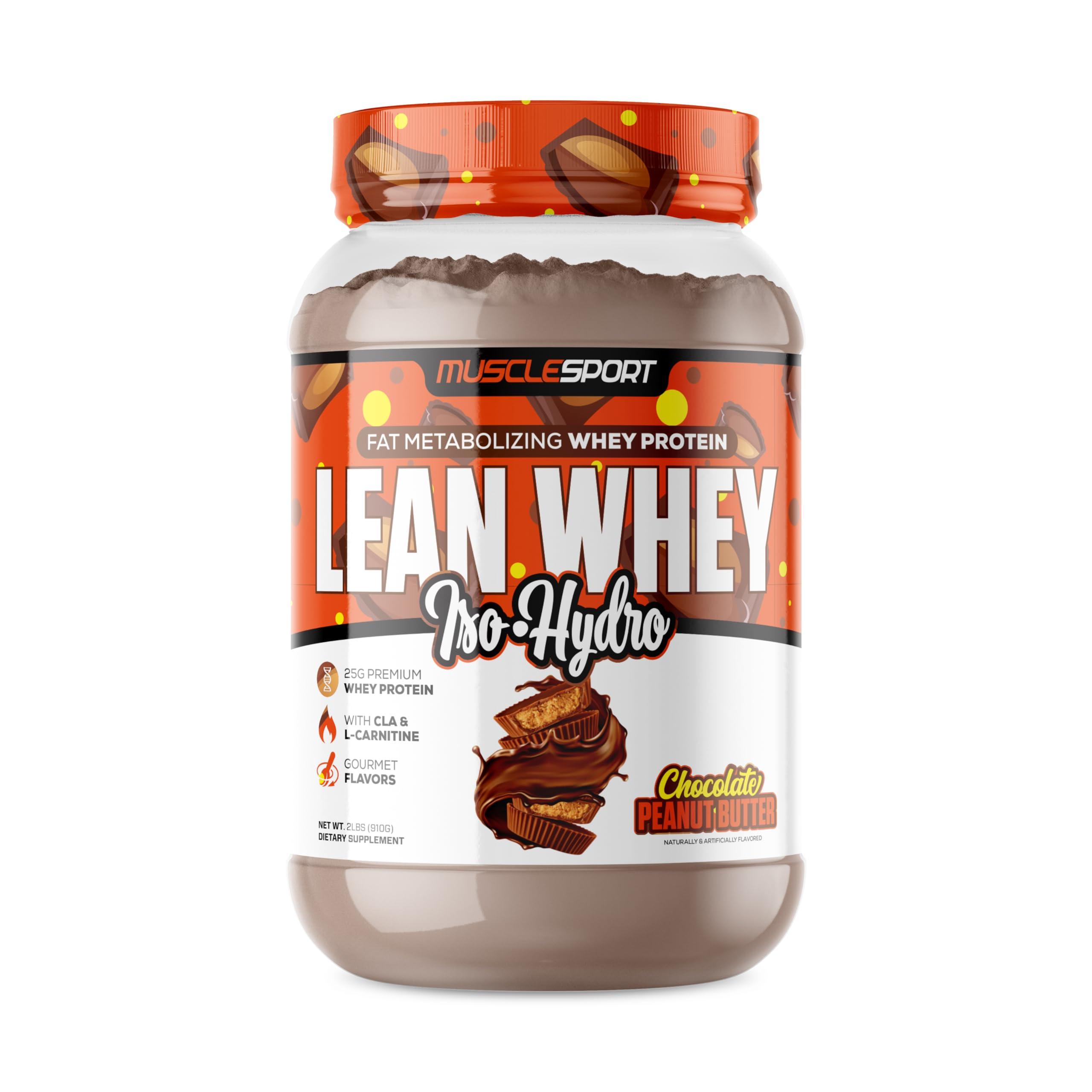 Musclesport Musclesport Lean Whey Revolution Protein Powder - Whey Protein Isolate - Low Calorie, Low Carb, Low Fat, Incredible Flavors - 25g Protein per Scoop (2LB, Chocolate Peanut Butter)