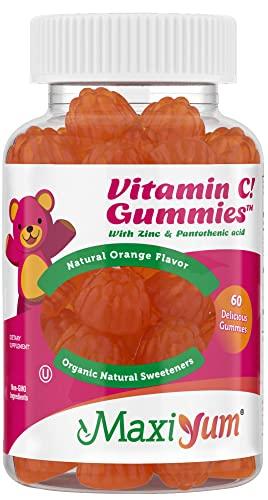 Maxi Health Vitamin C Gummies with Zinc - Maxi-Health Vitamin C with Zinc for Children and Adults - Respiratory Support and Immune Booster - No Preservatives and Artificial Flavors - 60 Fruit Shaped Gummies