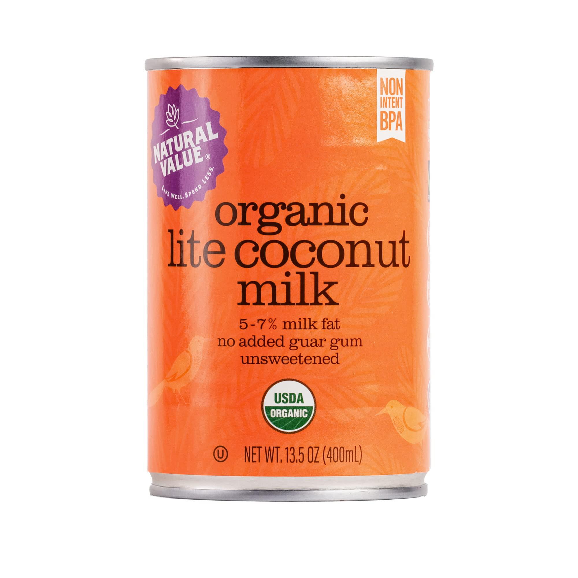 Natural Value Natural Value Coconut Milk, Organic, Lite 5-7% Milk Fat,13.5 oz (pack of 6) No added Guar Gum, Unsweetened, Gluten Free, Keto Friendly, Fairtrade, Vegan, Kosher, No Monkeys used in Harvesting