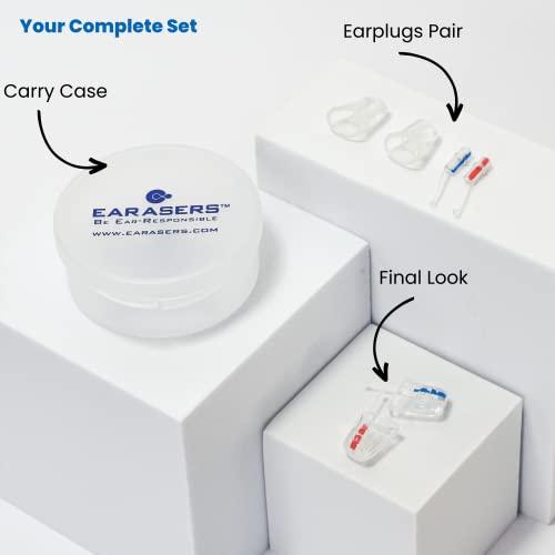Earasers EARasers Noise Cancelling Earplugs - Reusable Soft Silicone Noise Reduction Peace And Quiet Ear plugs For Concerts, Musician, Djs, Drummers, Motorcycles, Dentists, Work – 36dB Peak Reduction (X-Small)