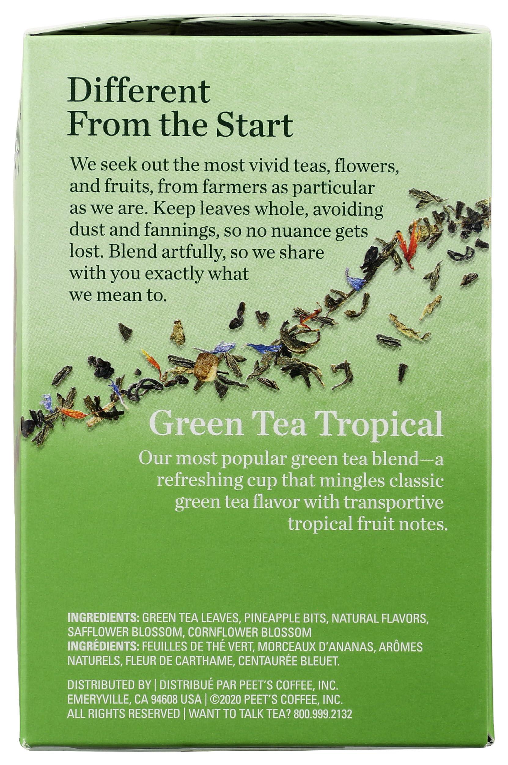 Mighty Leaf Mighty Leaf Tea, Green Whole Leaf Tea Bags - Green Tea Tropical - Light Caffeine - Blended with Pineapple, Guava & Tropical Fruit Flavors - 15 Count