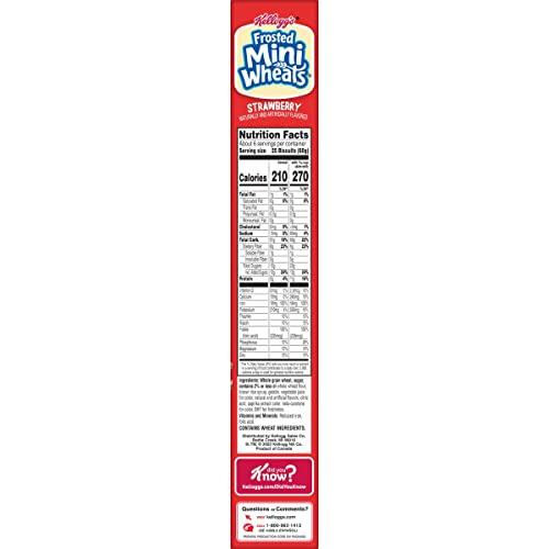 Frosted Mini-Wheats Kellogg's Frosted Mini Wheats Breakfast Cereal, Fiber Cereal, Kids Snacks, Strawberry, 14.3oz Box (1 Box)