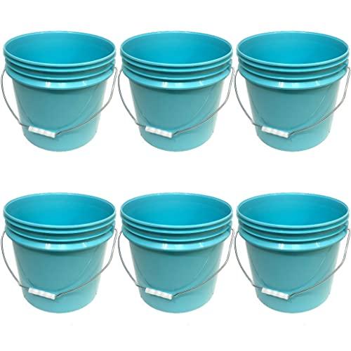 ISMART BUCKET 3.5 Gallon Bucket 6 Pcs Pack No Lid- Durable All Purpose Pail,Food Grade, BPA Free Plastic (Aqua, 6)