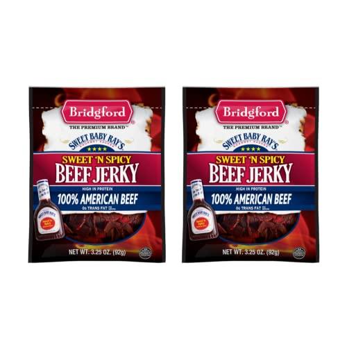 Bridgford Bridgford Sweet Baby Rays Beef Jerky Sweet N Spicy 3.25 oz Pack of 3 - High Protein Sweet and Spicy Beef Jerky for Your Dietary Preference - Ready-to-Eat Spicy Beef Jerky for On-the-Go Snacking
