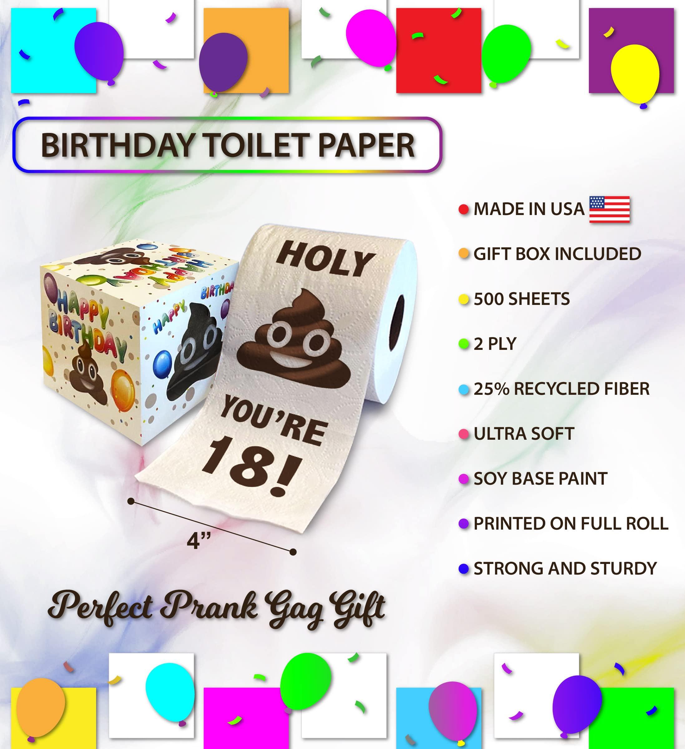Printed TP Printed TP Holy You\'re 18 Birthday Toilet Paper Gift - 18th Bday Party Funny Birthday Gift Joke Toilet Paper Prank, Novelty Unique Birthday Presents for Men, Women, Family, Friends - 500 Sheets