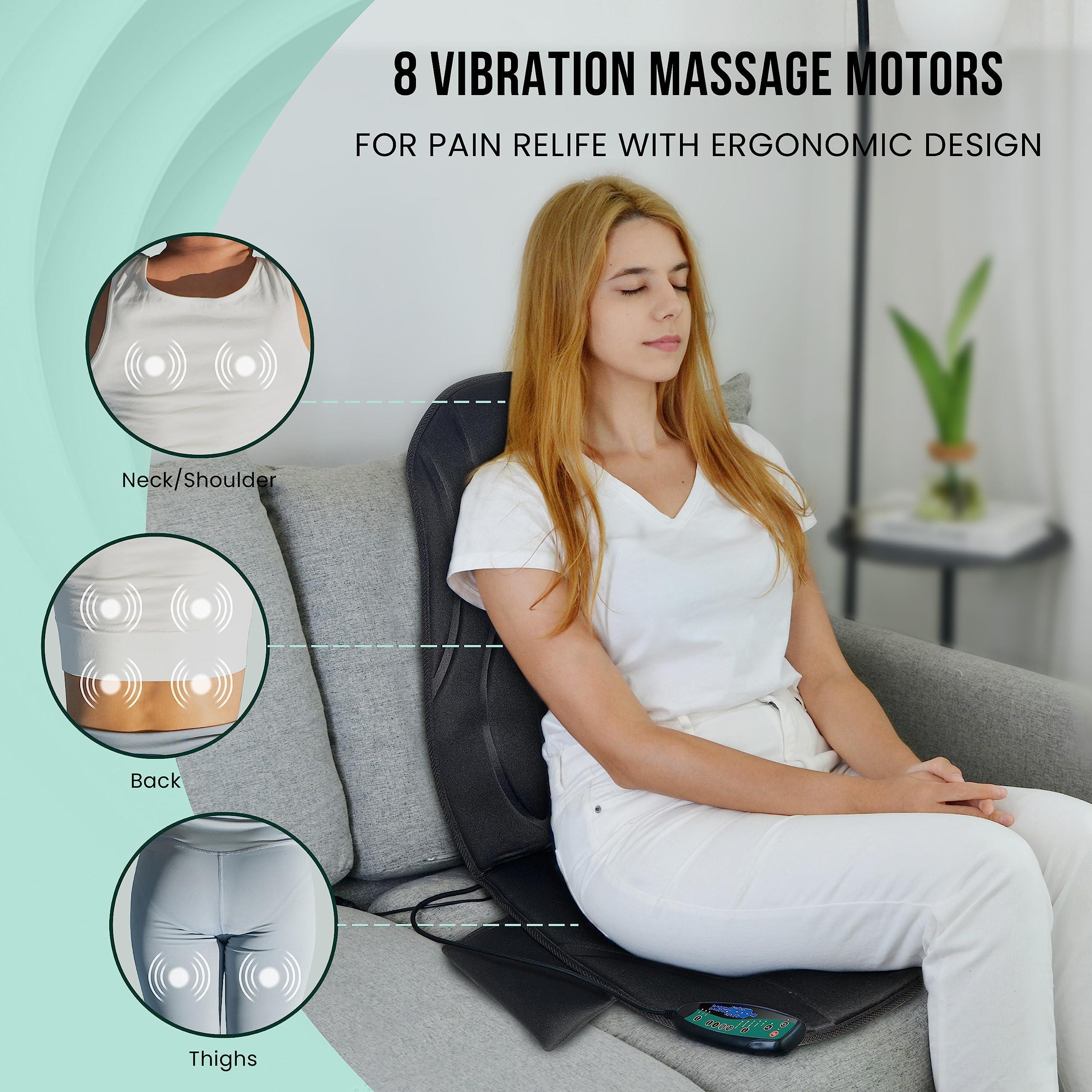 Snailax Snailax Vibration Back Massager with Heat and Ergonomic Footrest, Seat Cushion with 8 Vibrating Motors & 5 Modes, Adjustable Foot Stool with 2 Heat Levels & 3 Vibration Modes for Home, Office, Chair