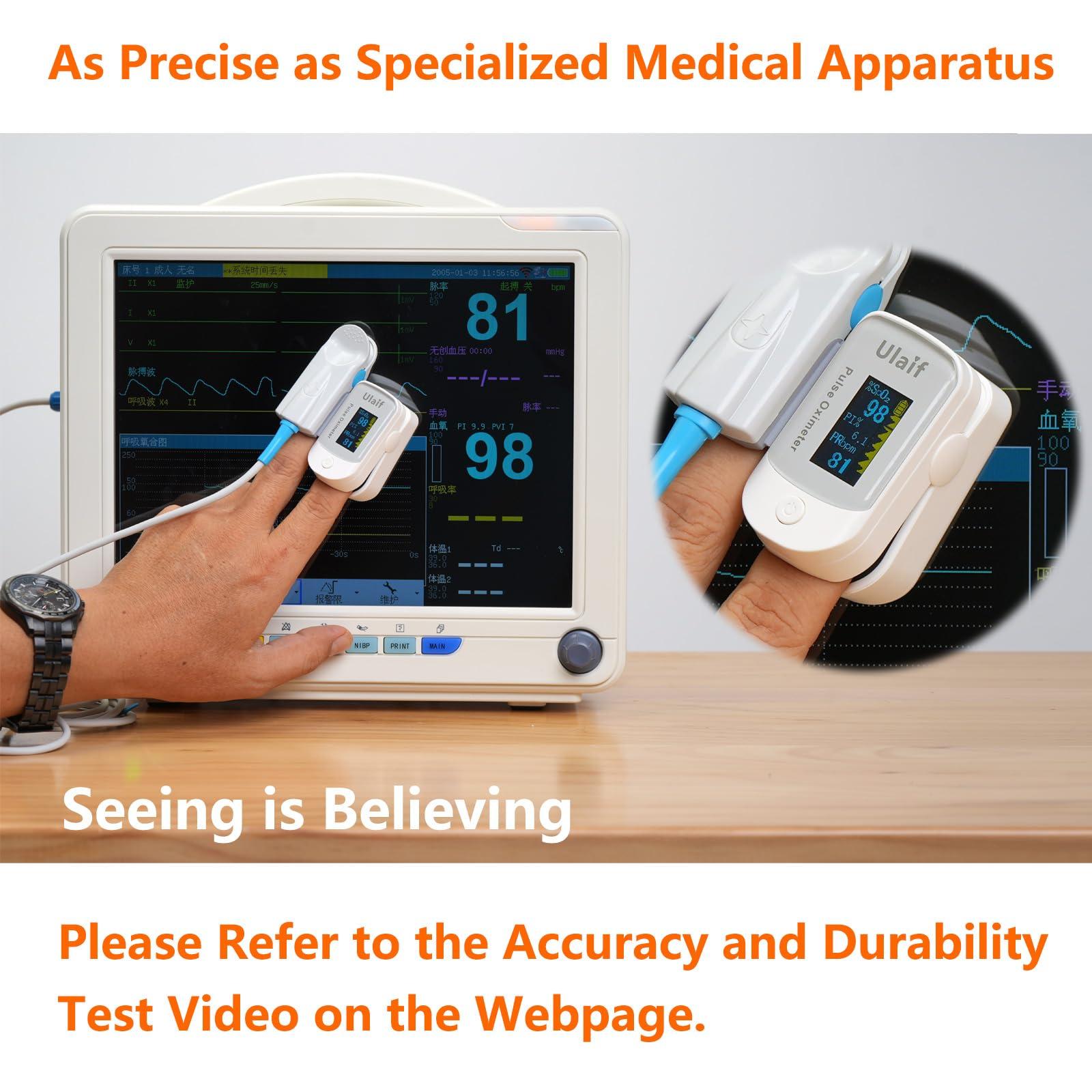 Amemo Pulse Oximeter, OLED Display Oxygen Monitor Fingertip, Blood Oxygen Saturation Monitor (SpO2) with Carrying Case, Batteries and Lanyard