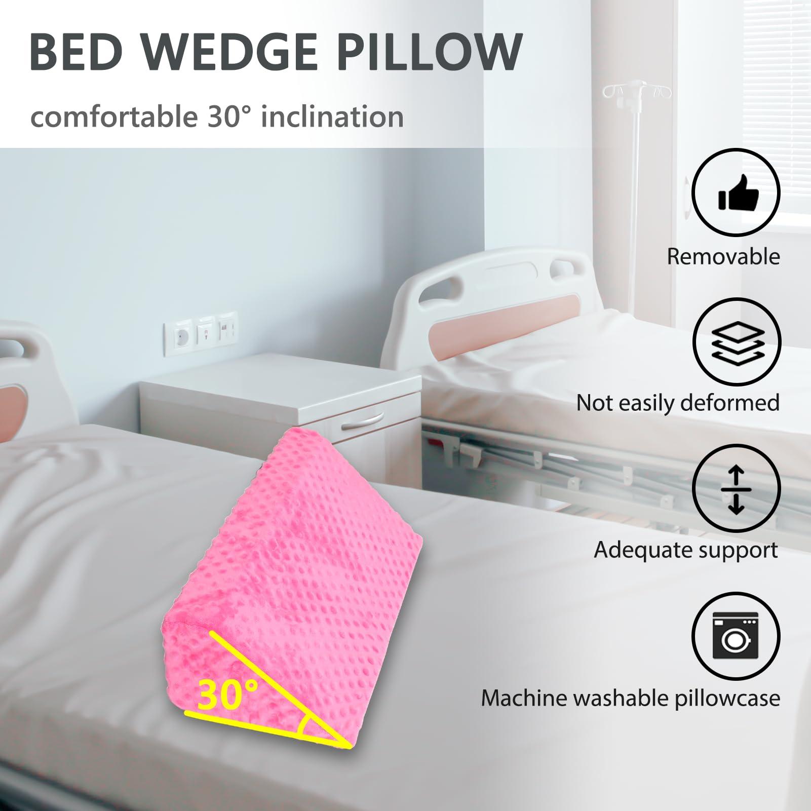 Jacobable Jacobable Wedge Pillow for Side Sleeping, Body Positioning Foam Wedge Pillow, Side Wedge Pillow for Sleeping Non-Slip Back Positioning Pillow for Bed Sore Wedge (Pink)
