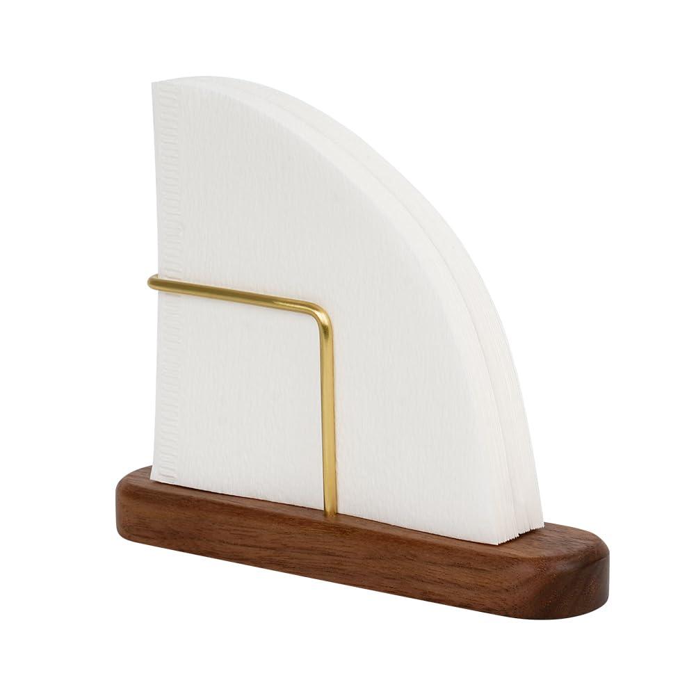 watchget watchget Cone Coffee Filter Holder Walnut & Brass Coffee Filter Storage Container Coffee Filter Stand for #01 and #02 Size V60 Cone Paper Coffee Filters