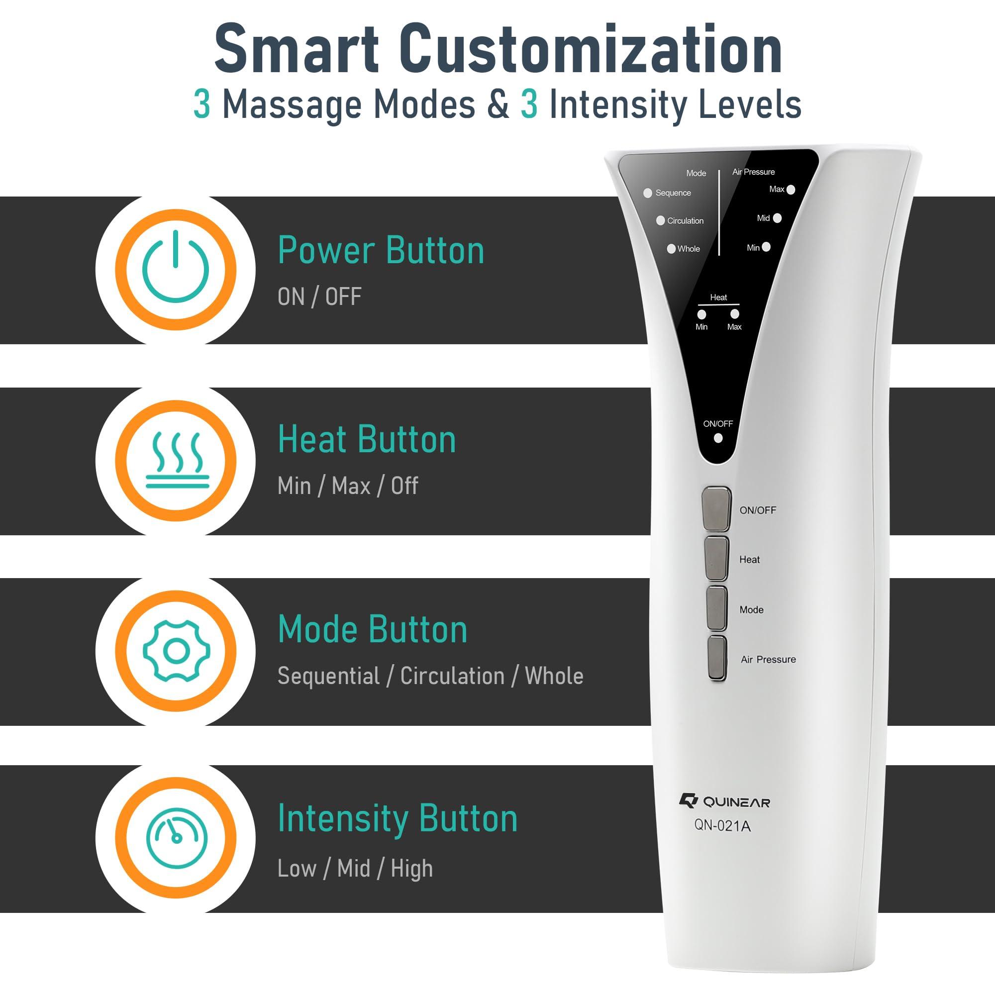 QUINEAR QUINEAR Leg Massager with Heat Air Compression Massage for Foot & Calf Helpful for Circulation and Pain Relief Muscles Relaxation(FSA or HSA Eligible)