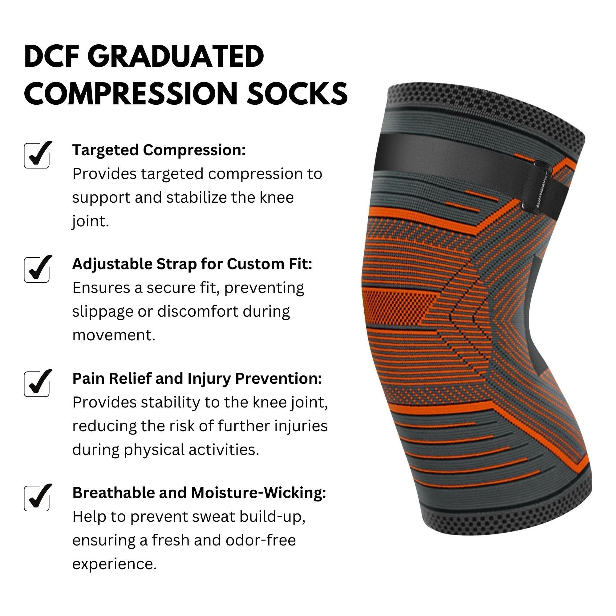 DCF DCF Compression Knee Sleeve with Adjustable Strap (1-Pack) (Small, Orange)