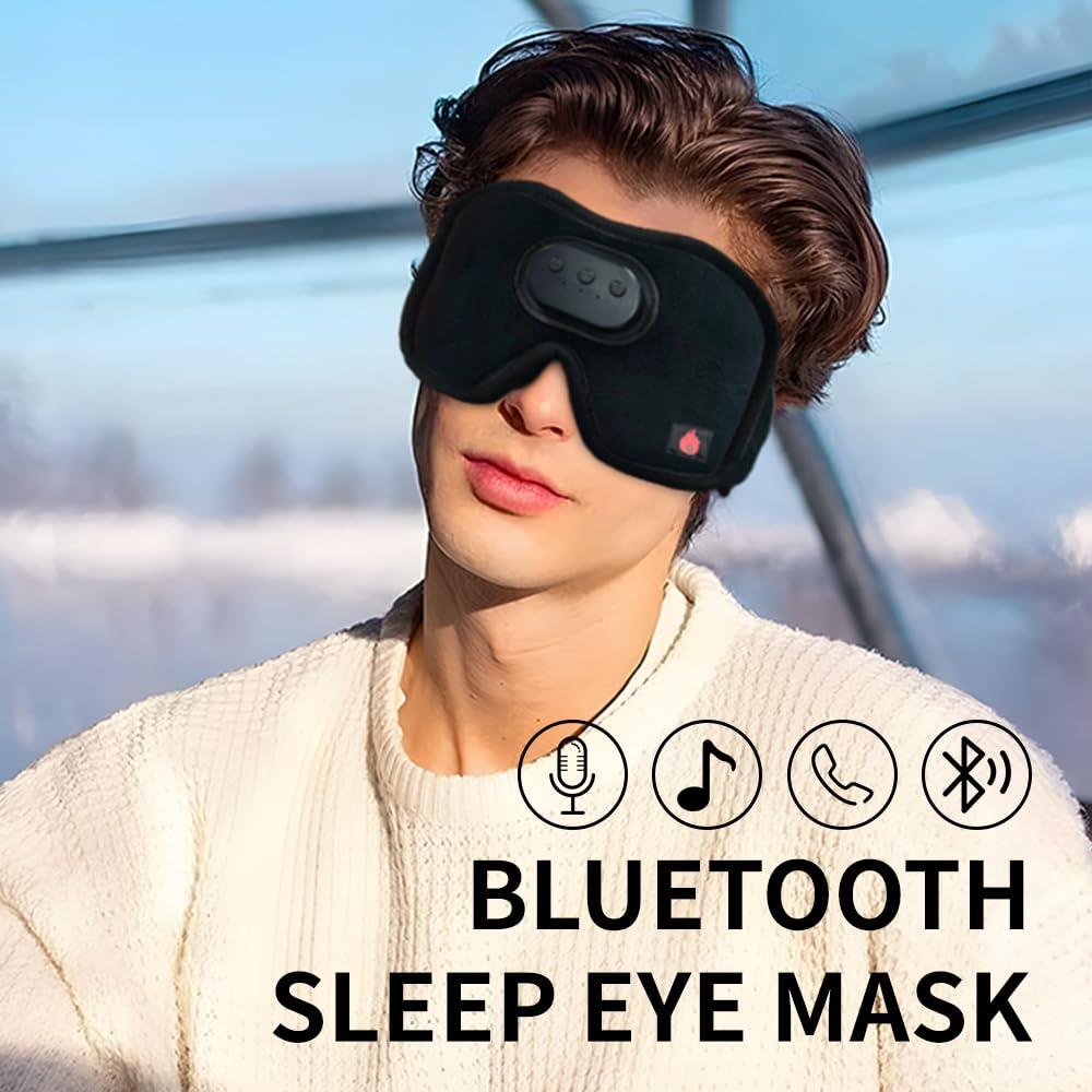 SYPVRY Heated Eye Mask with Bluetooth Headphones SYPVRY Wireless Sleep Eye Mask Headphones for Sleeping with Temperature & Timer Control, Warm Eye Compress USB Heated Mask for Dry Eyes Style, Black
