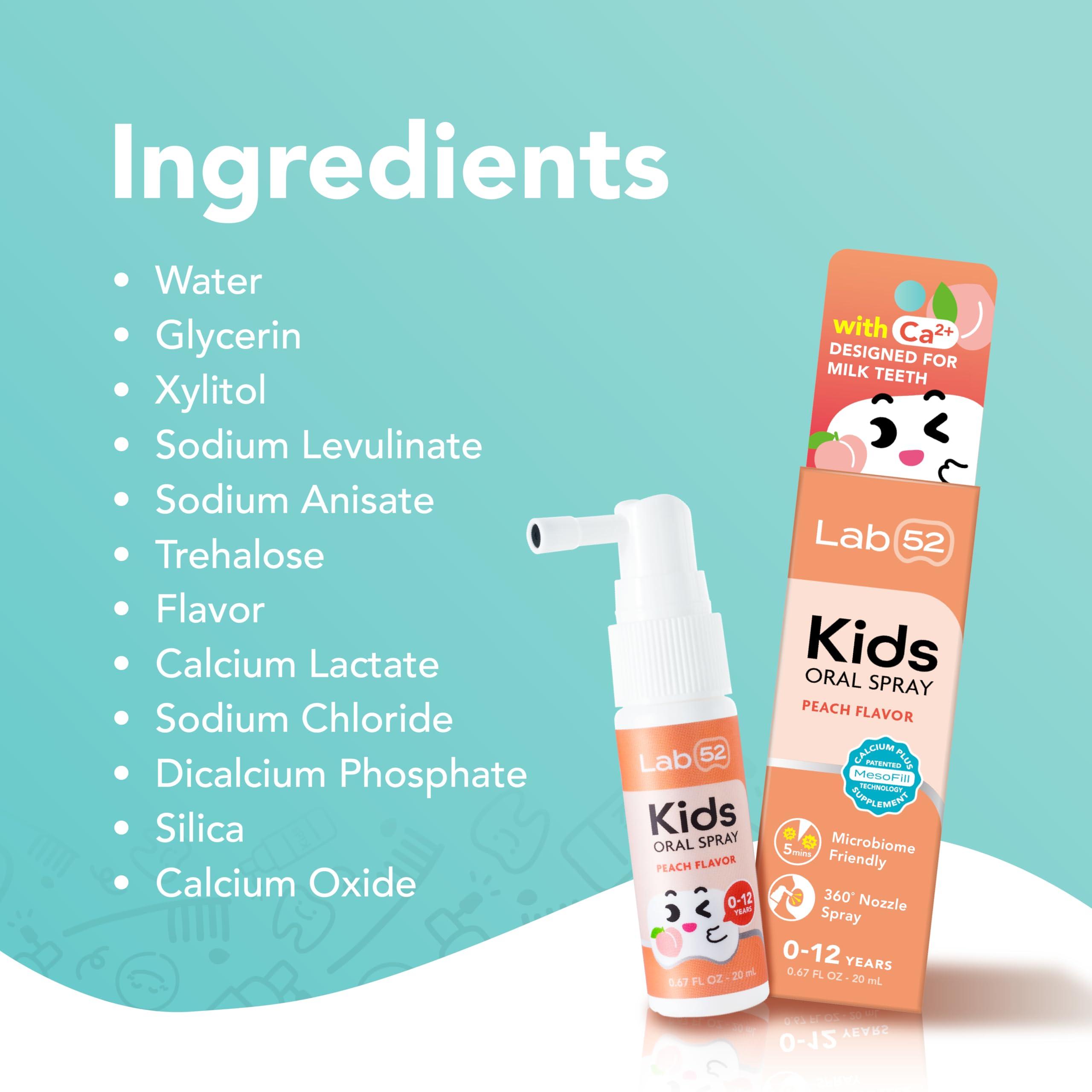 LAB 52 LAB52 Kids Oral Spray, Toddler Toothpaste Helper for Cavity Repair and Fresh Breath, Children Anticavity with Fluoride Free for Newborn to Preschoolers, Xylitol Grape Flavor