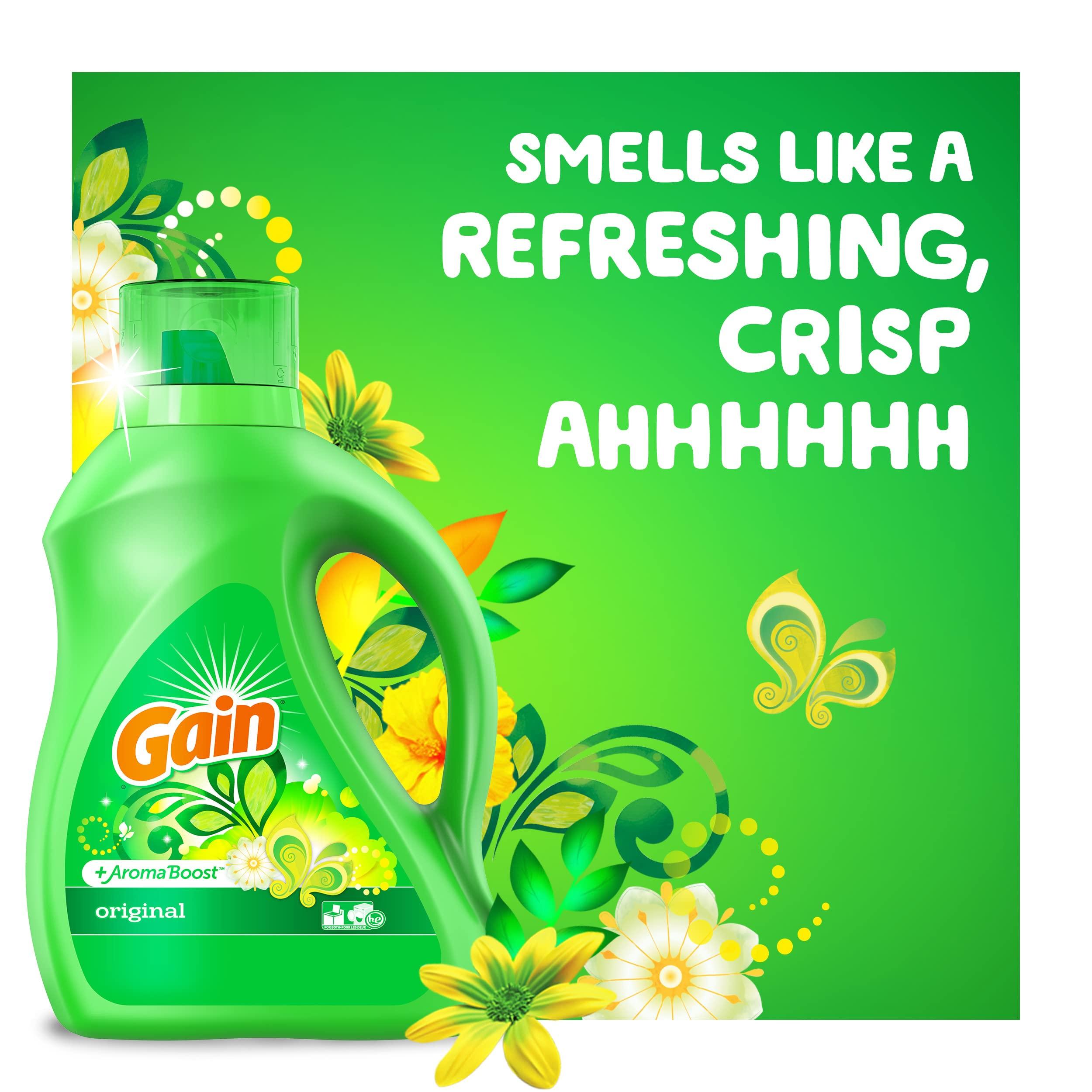 Gain Gain + Aroma Boost Liquid Laundry Detergent, Original Scent, 128 Loads, 184 fl oz, HE Compatible
