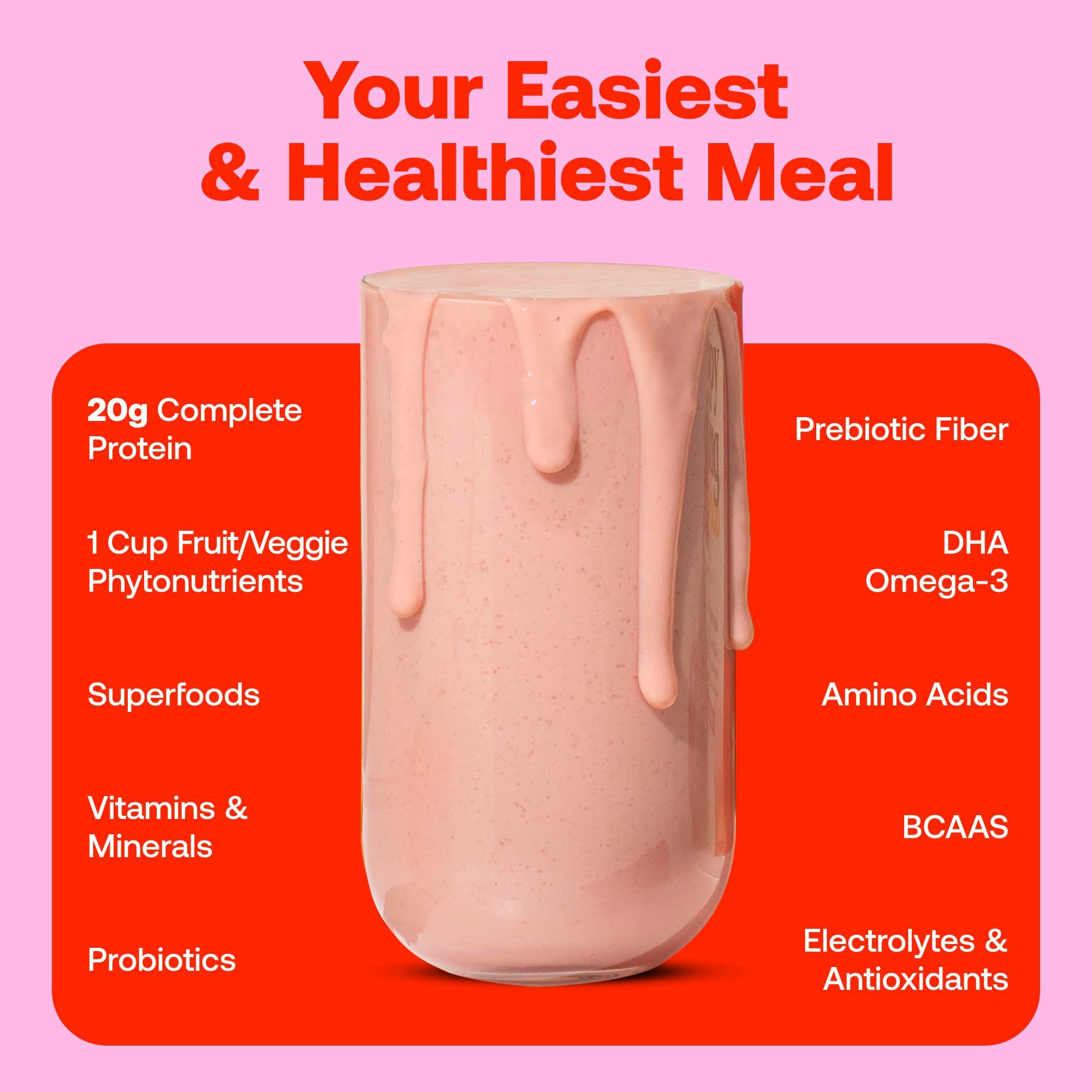 Happy Viking Happy Viking Strawberry Protein + Superfoods Powder, Created by Venus Williams, 20G Protein, Low Carb, Keto, Vegan, Gluten-Free, Non-GMO, Superfoods, Complete Meal Replacement, 1 Canister (24 oz.)