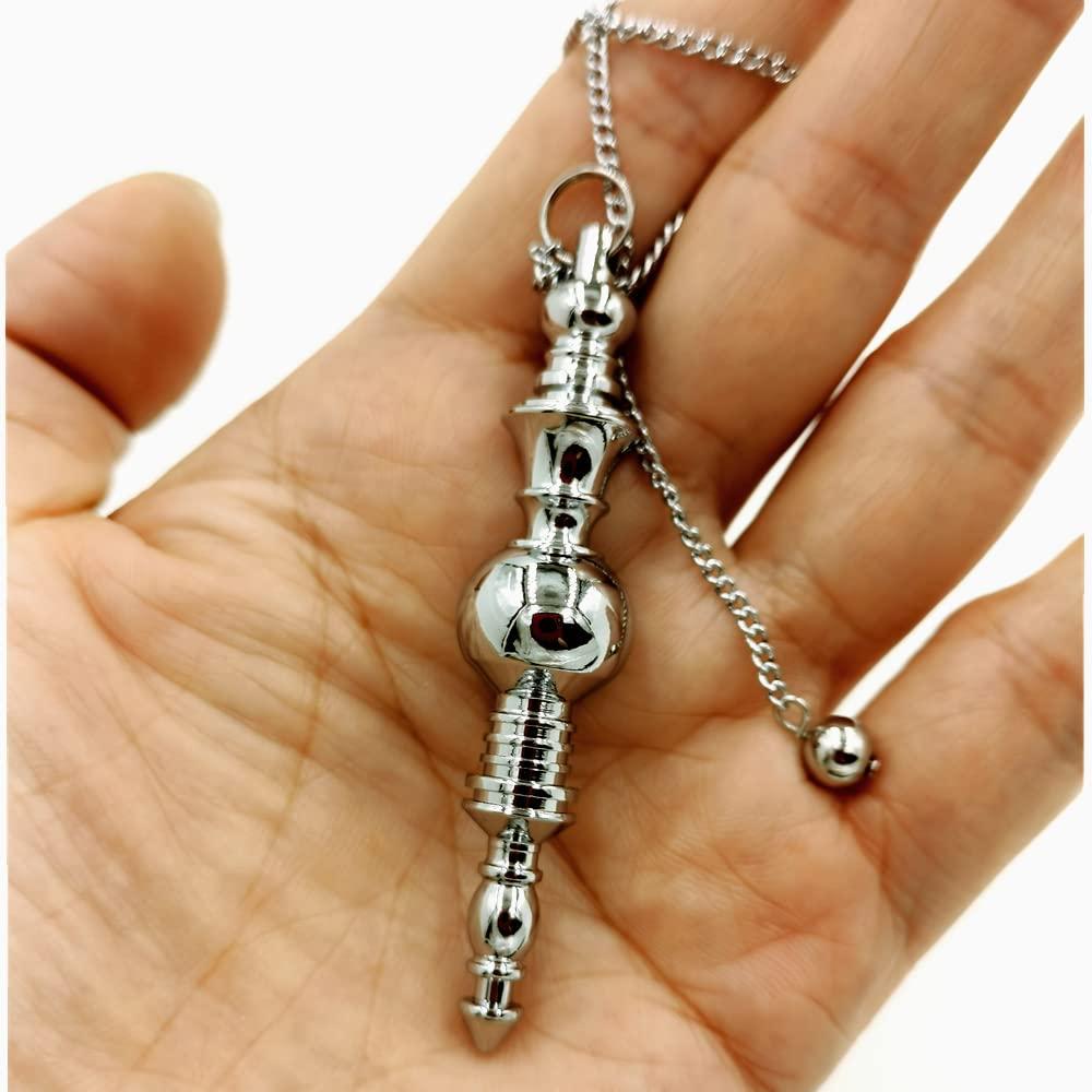 Ya.x Not Natural Crystal Metal Pendulums for Dowsing Pendulo De Metal Brass Spiritual Point Divination Healing Tool Wicca Balancing (Chrome 11)