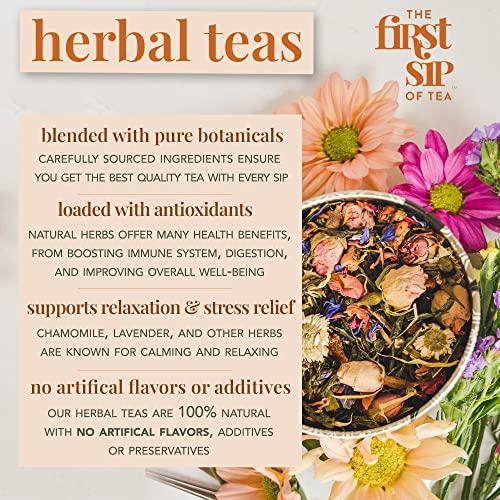 The Spice Hut Chamomile Dreams Tea Bags, Mint, Chamomile & Lemon Grass Herbal Tea, Non-Caffeinated, Natural Flavors, No Artificials, Stress Relief - 16 Cups | The Spice Hut, First Sip of Tea