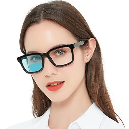 AEZUNI Bifocal Reading Glasses Women 2.25 Large Square Blue Light Computer Readers Trendy Eyeglasses 1.0 1.25 1.5 1.75 2.0 2.25 2.5 2.75 3.0 3.5 Black