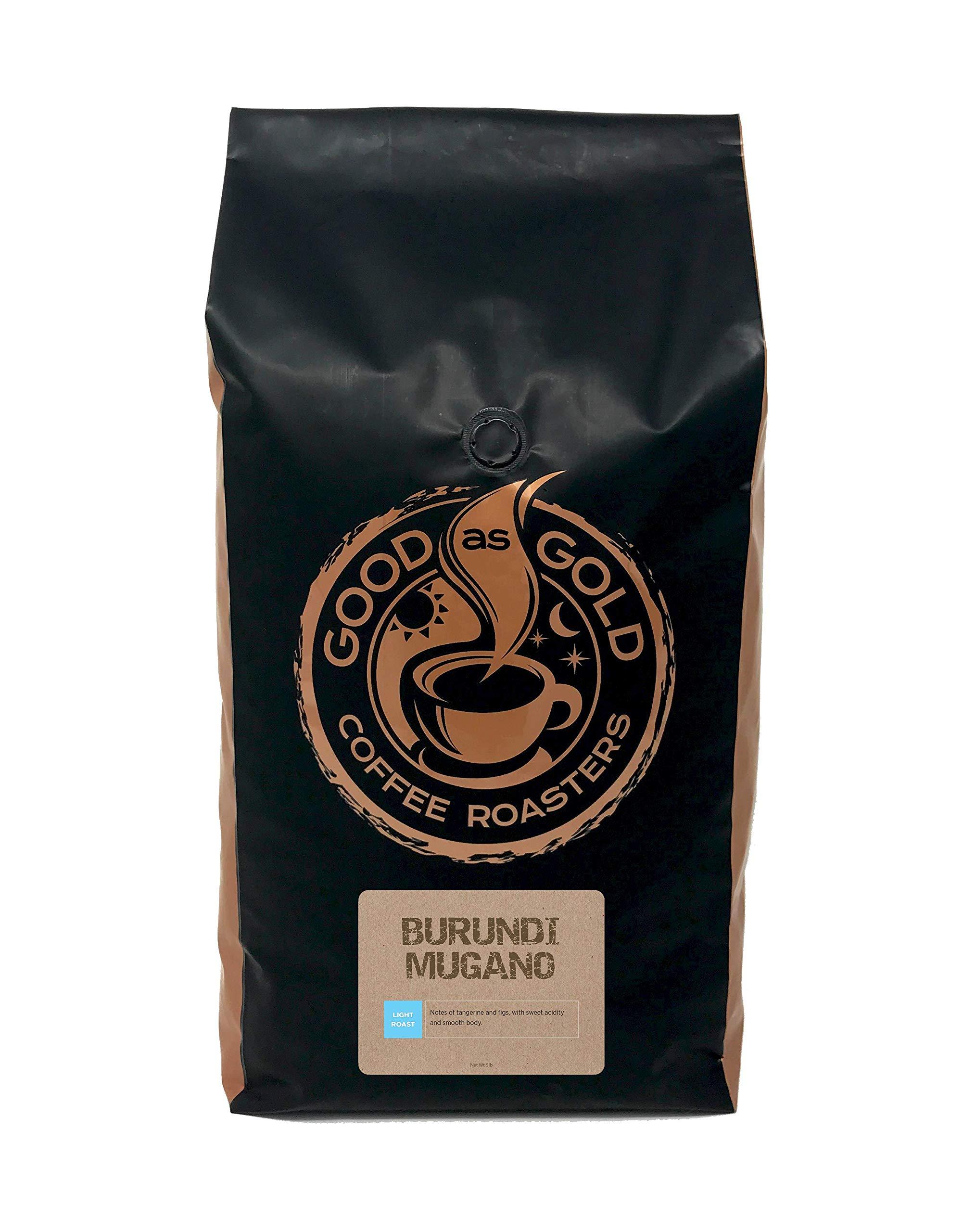 Good As Gold Burundi Mugano Coffee Beans, Light/Medium Roast, Air Roasted Coffee, Good As Gold Coffee Roasters - 5LB Bag Ground Coffee
