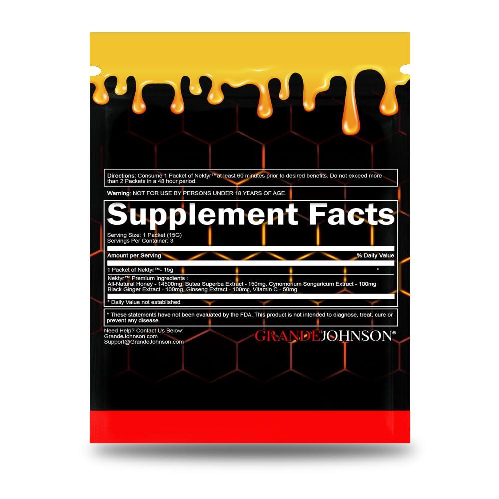 Grande Johnson Grande Johnson - Nektyr - Organic Premium Natural Pure Honey with Jelly Bee Pollen - Pack of 3