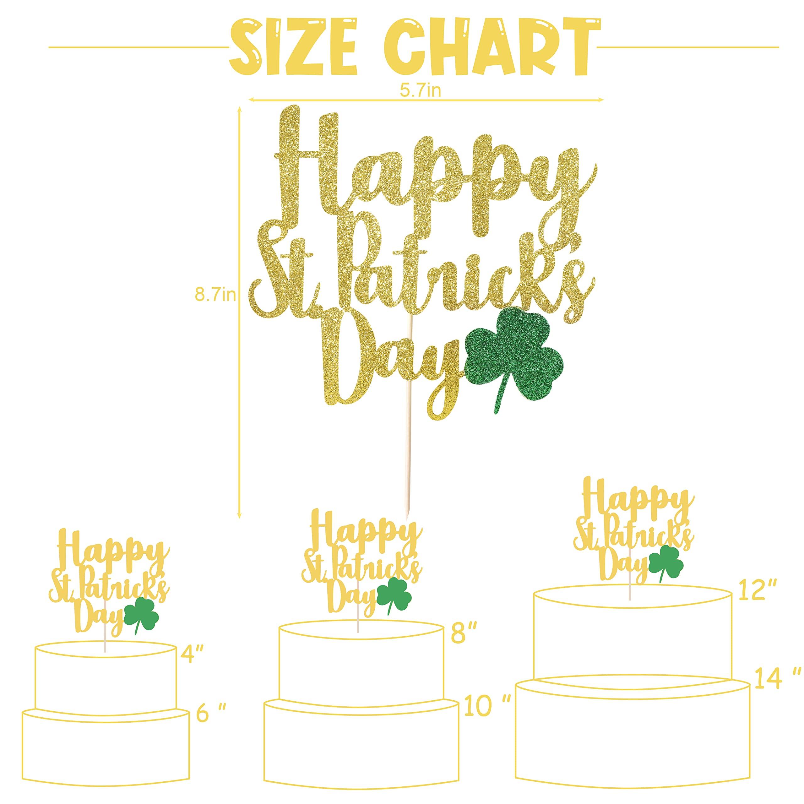 BOOMPA St Patrick’s Day Birthday Cake Topper - Lucky St Paddy’s Day Four Leaf Clover - Irish Themed Cake Decorations - Lucky 1st Happy Birthday For Gold Cake Flag - Best Photo Booth Props (St Patrick’s Day)