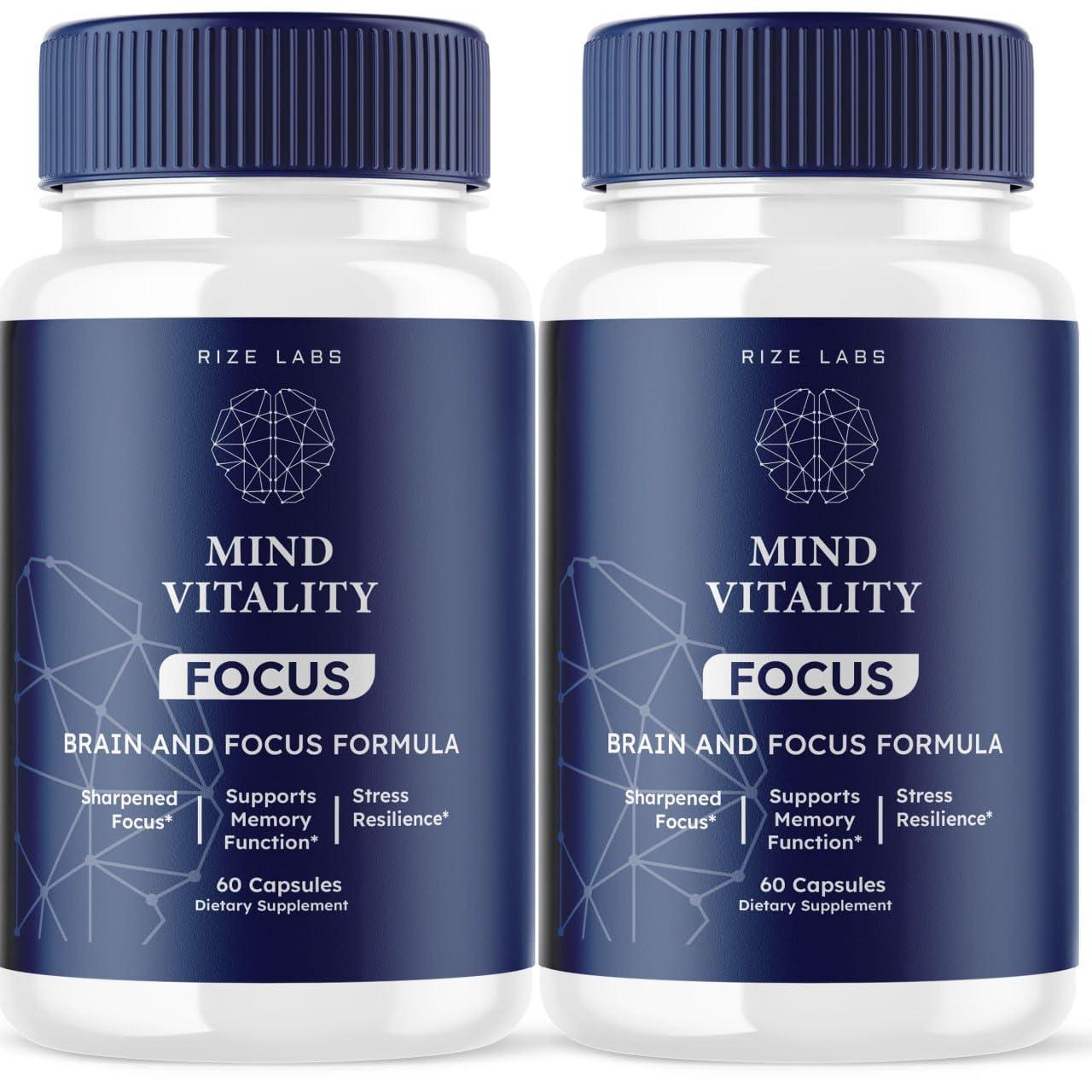 rize labs (2 Pack) Mind Vitality Focus Brain Supplement, Official Mind Vitality to Boost Focus and Concentration & Avoid Mid-Afternoon Fatigue, Mind Vitality Advanced Formula Reviews (120 Capsules)
