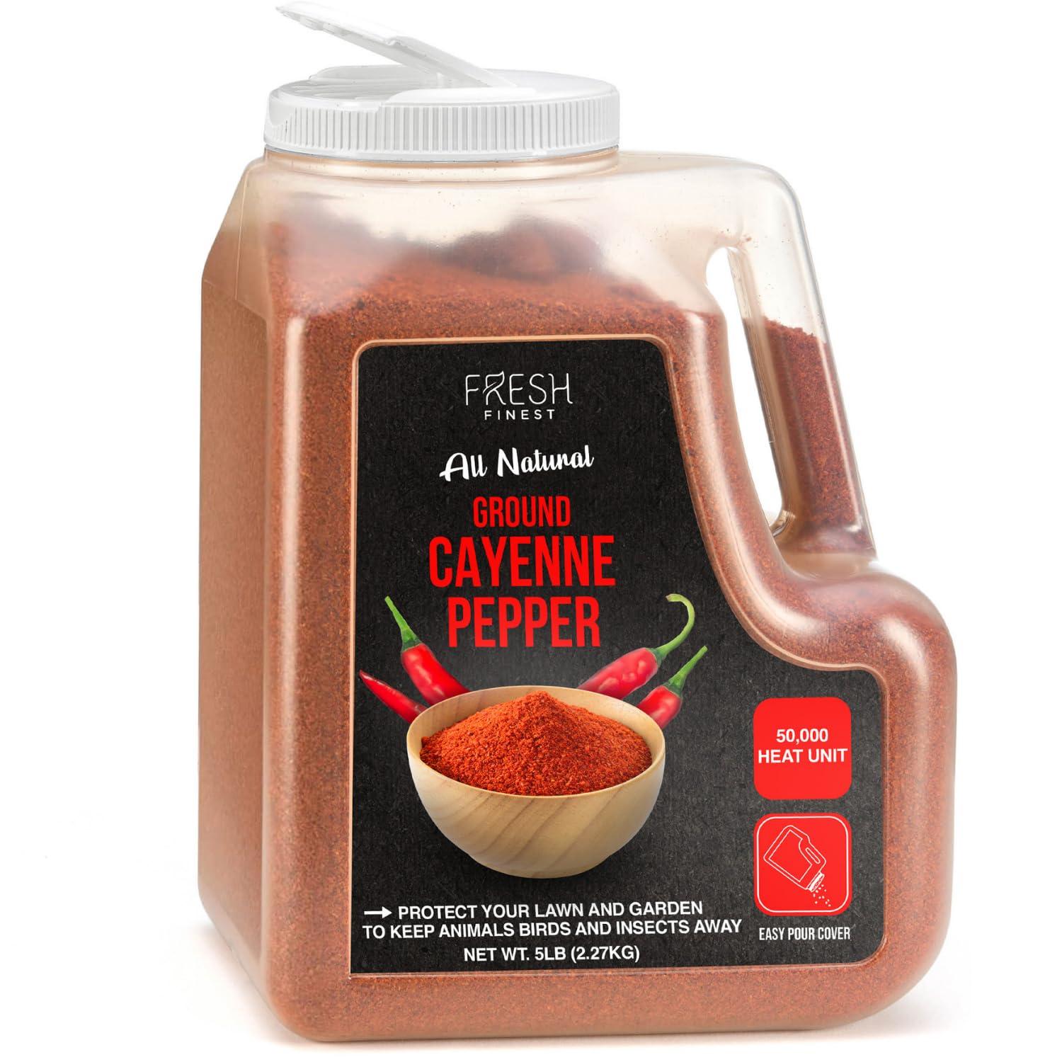 Fresh Finest Cayenne Pepper Powder Bulk 5 LB All Natural Red Pepper Spice 50,000 SHU Heat, Commercial and Home Cooking