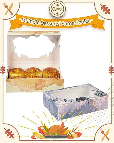 qiqee qiqee Thanksgiving Cookie Boxes for Gift Giving 8x5.3x2 inch 24Packs Bakery Box with Window Treat Box for Donuts Candies and Biscuit