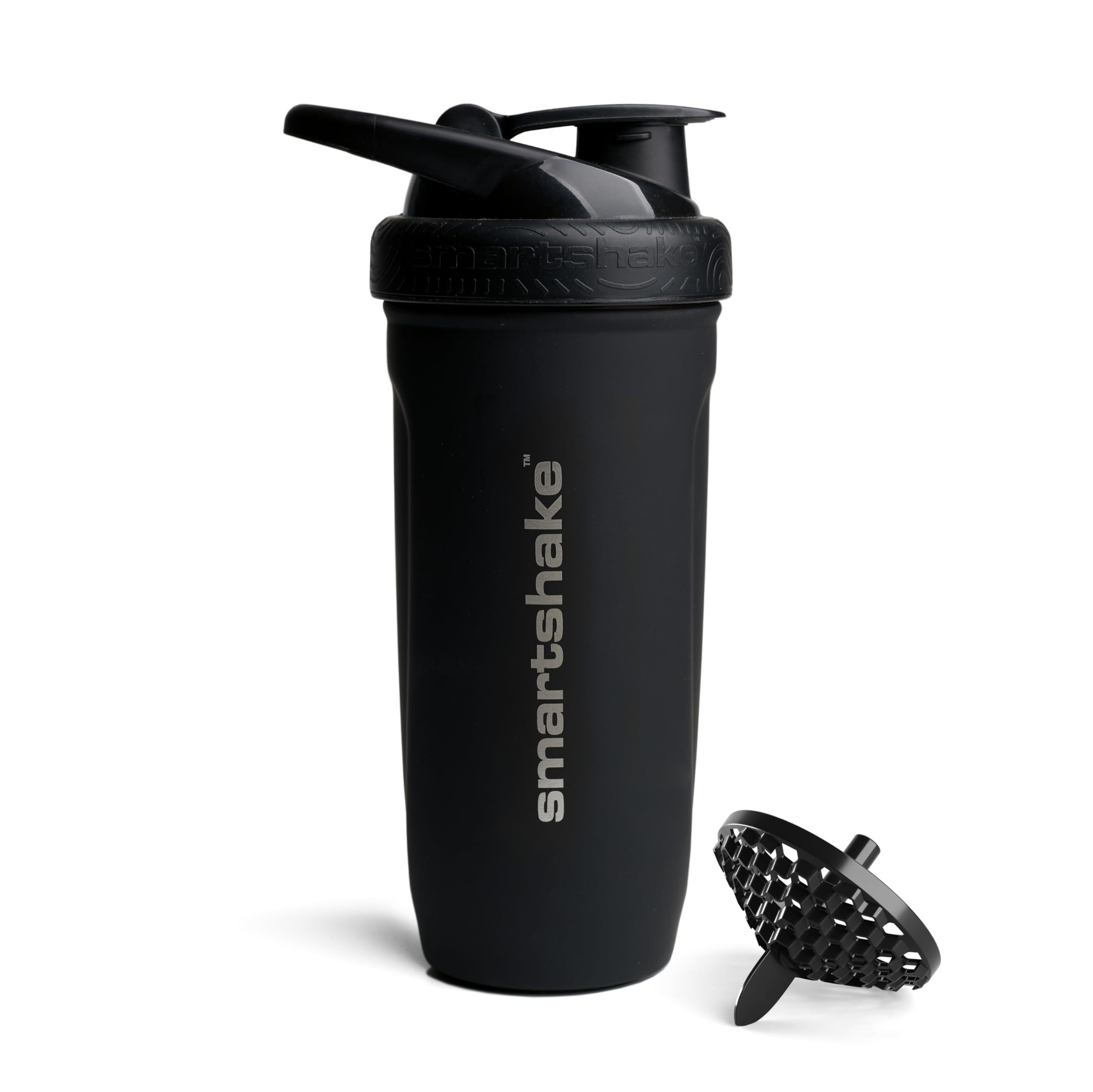 Smartshake Smartshake Reforce Stainless Steel Protein Shaker Bottle 900 ml | 30 oz - Leakproof Screw-on Lid - BPA Free Unisex - Black