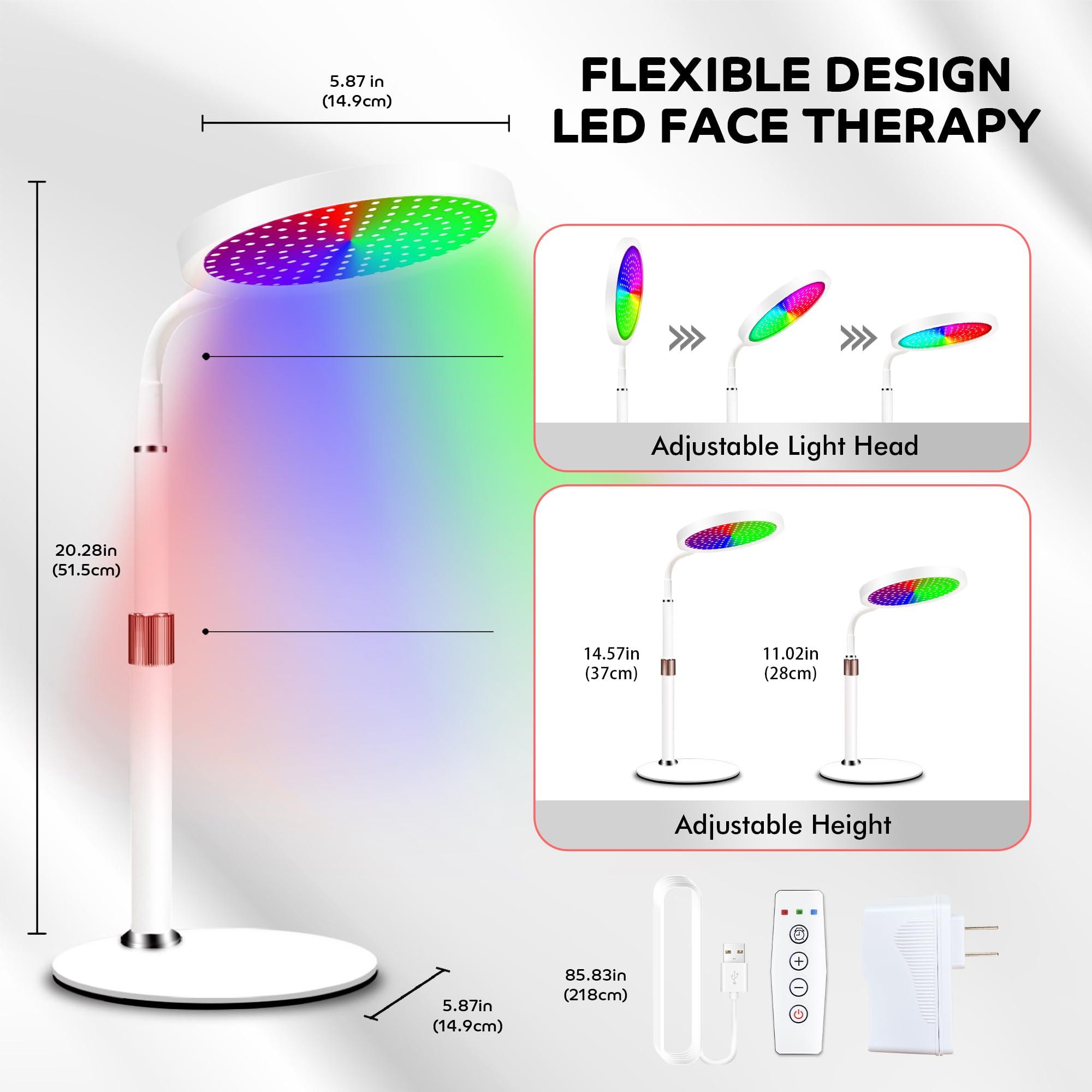Devowellte 7 Colors LED Red Light Therapy Lamp with Stand & 7 Color Red Light Therapy Lamp with Base