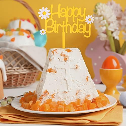 Unittype 55 Pieces Daisy Cake Topper Daisy Cake Decorations White Flower Cupcake Toppers Chrysanthemum Cupcake Toppers Cake Picks for Daisy Birthday Party Wedding Spring Summer Themed Cake Decorations