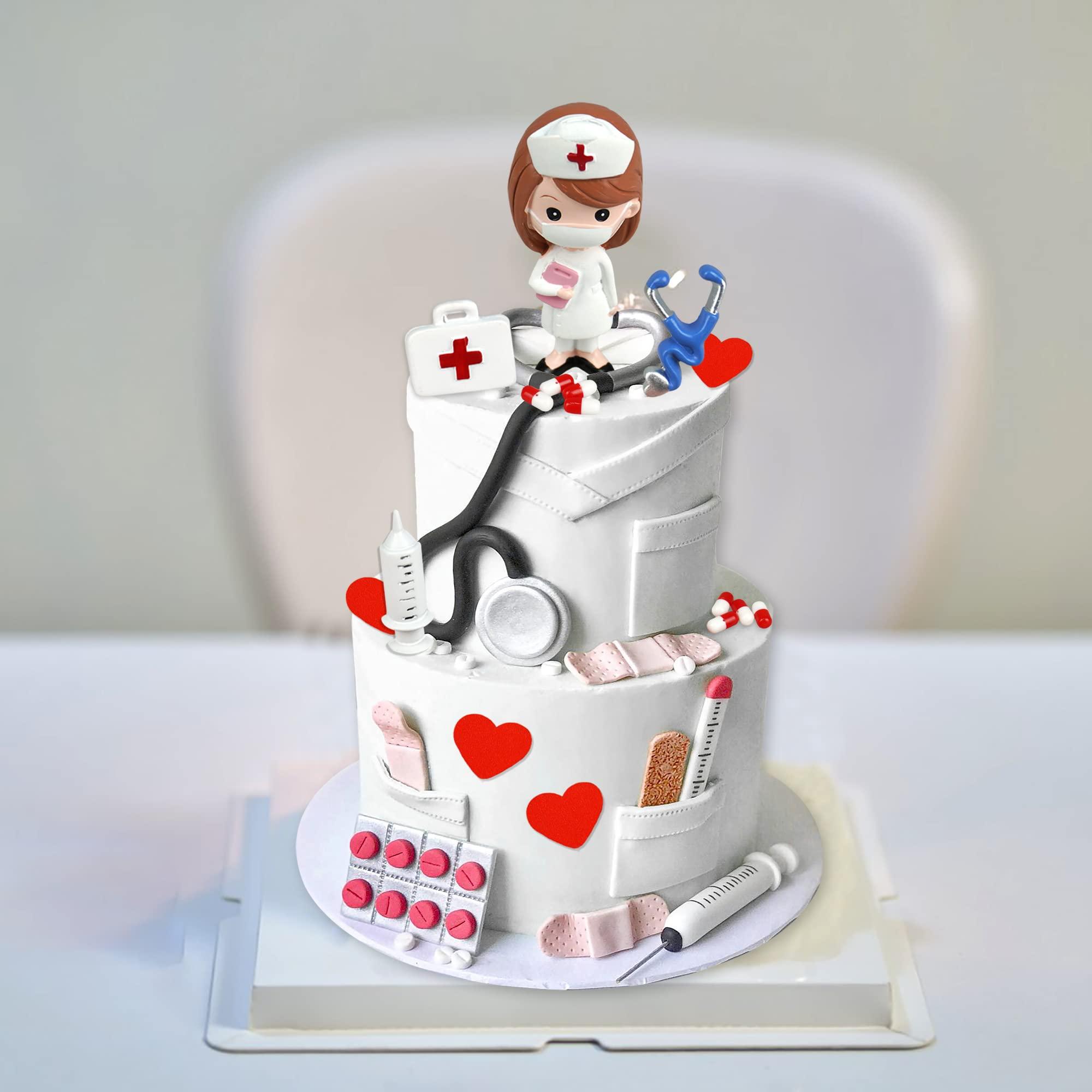 BANBALLON 19PCS Nurse Cake Toppers Nursing Cupcake Toppers Medicine Stethoscope Medical Instruments Decorations for Medical Rn Doctor Nurse Themed Party Supplies Nursing Graduation Cupcake Decorations