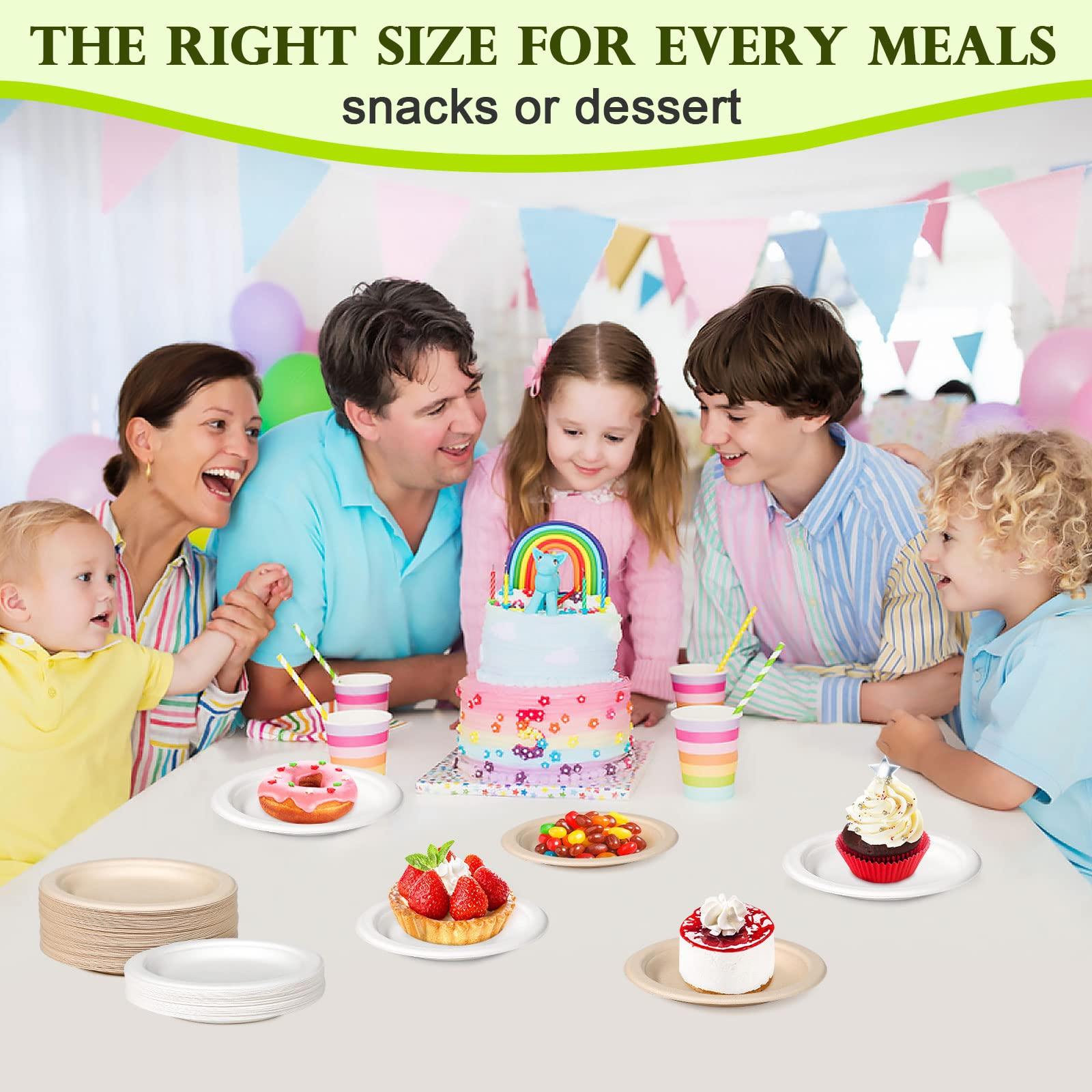 GREENESAGE GREENESAGE Paper Plates 6 inch, 200 Pack Paper Plates Bulk, Compostable Plates White Paper Plates, Small Disposable Plates for Dessert Cake Appetizer