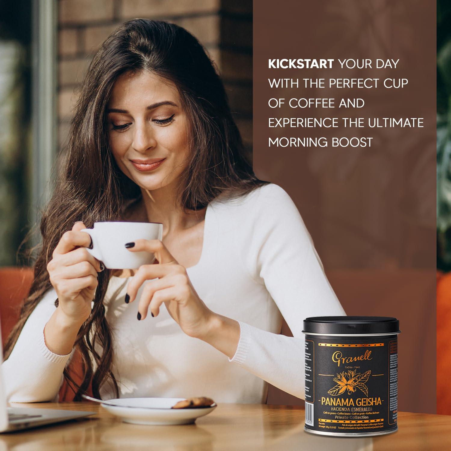 Cafs Granell Panama Geisha Coffee Beans: Cafs Granell Hacienda Esmeralda Whole Bean Coffee Medium Roast, Premium Low Acid Panama Coffee from Arabica Coffee Beans, Gourmet Coffee Lover Gifts for Men & Women 3.5 oz