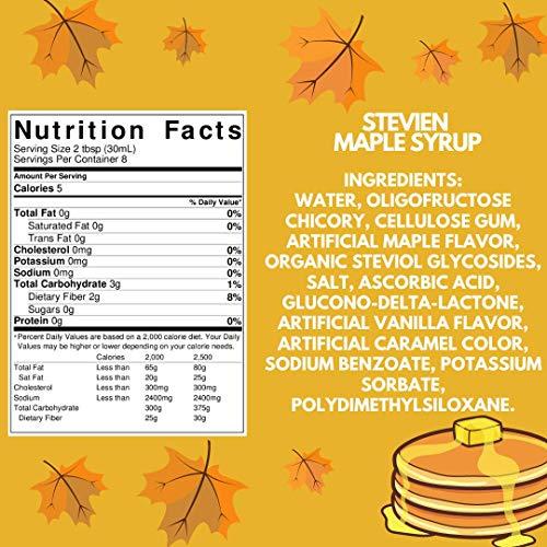 STEVIEN Stevien Keto Sugar Free Maple Syrup - Vegan - Low Carb - Gluten Free - Low Calorie - Sweetened with Organic Stevia Pack of 1