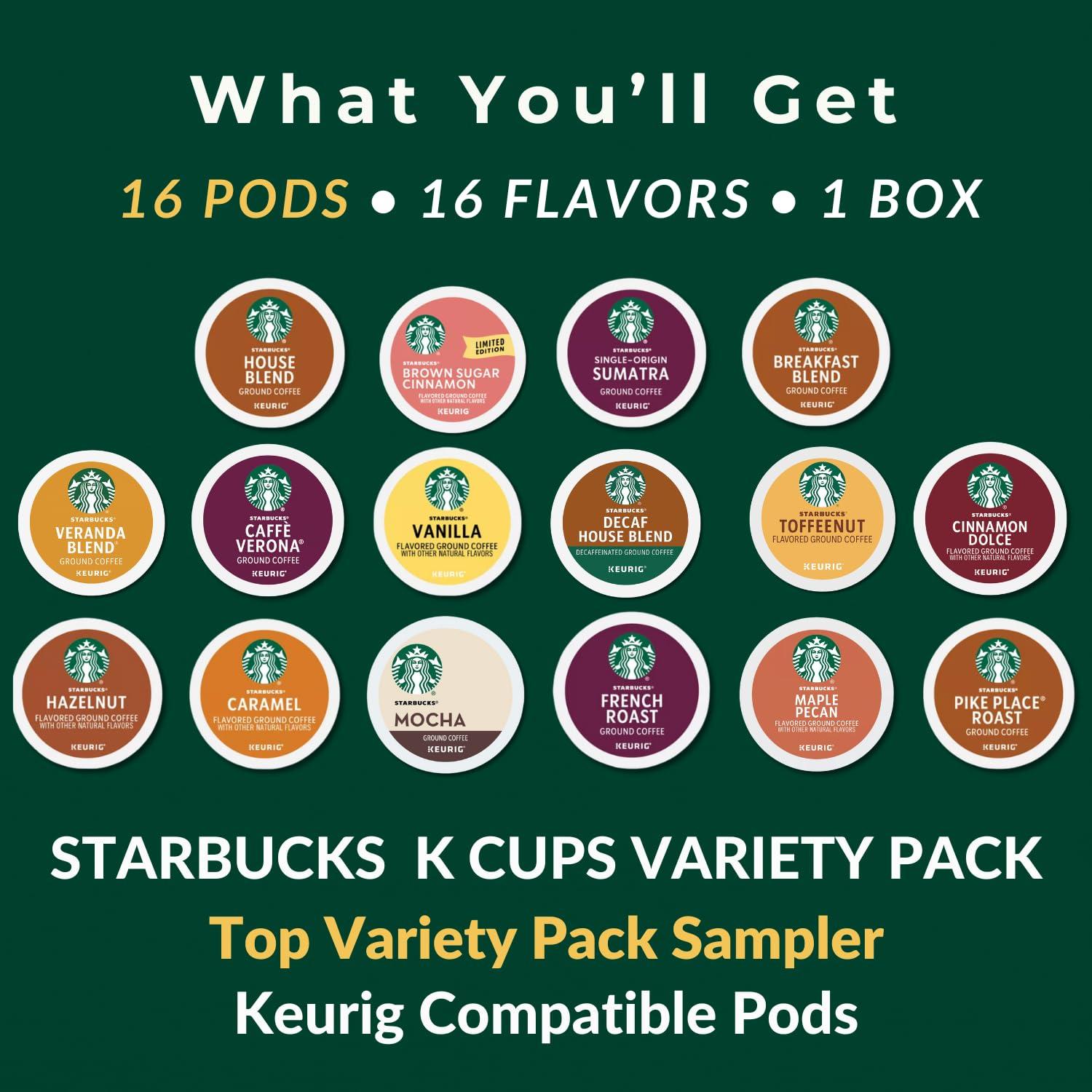 FIVEANDTWOESTORE BUNDLES 16ct K-Cups Variety Pack | Includes Medium & Dark Roast, Flavored Coffee Pods& Mocha K Cups| Wide Variety Coffee Pods for Keurig,Excellent Gift for Starbucks Coffee Lovers