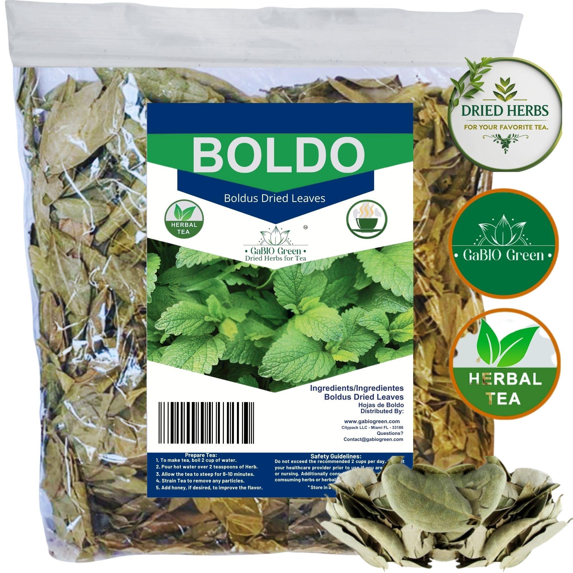 Gabio Green Boldo Dried Leaves, (3oz/85 GR) whole Boldo Leaf, 100% Natural Detox, Hojas De Boldo, Peumus Boldus Herbal Tea, Boldo Tea, Packaged in The USA (3oz)