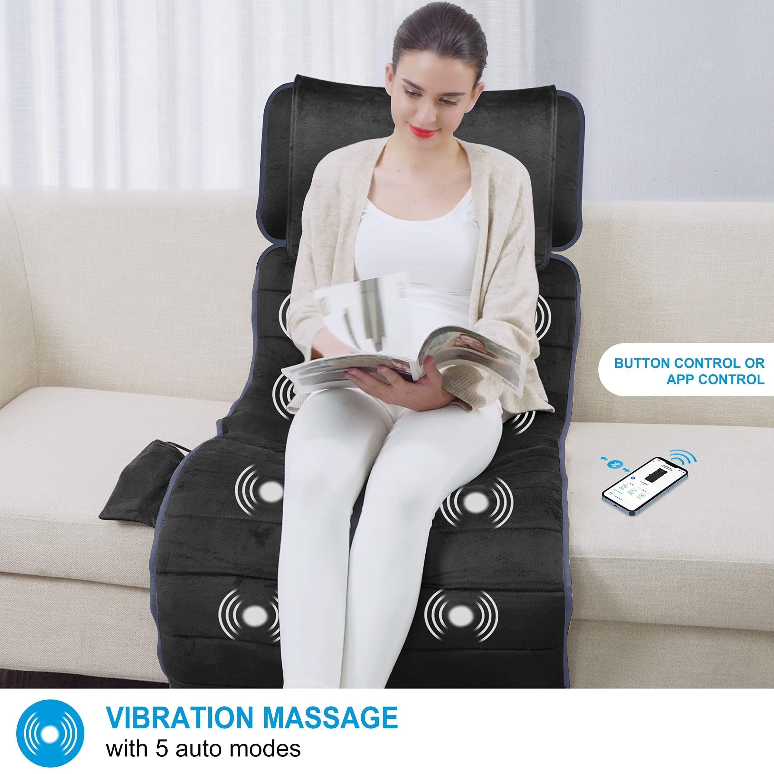 COMFIER COMFIER Full Body Massage Mat,10 Vibrating Motors Massage Pad with APP Control and Movable Shiatsu Neck Massage Pillow, 4 Heating Pads for Neck,Shoulders,Back Massager, Black