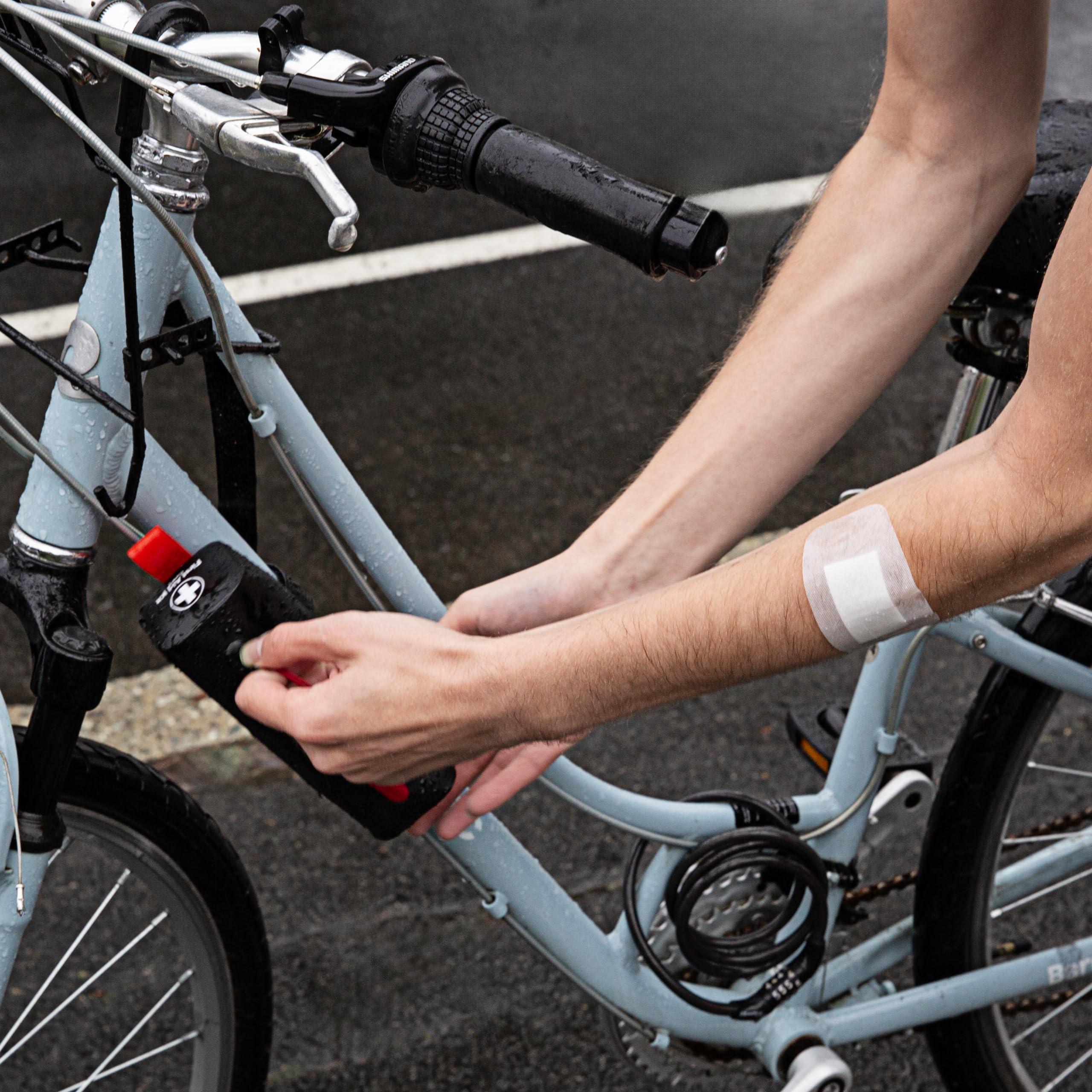 CureIT CureIT Bike First Aid Kit for Cyclist\'s, Compact Waterproof Case, Attaches to Bike Frame, Essential Supplies for Trauma & Emergencies, Black Red