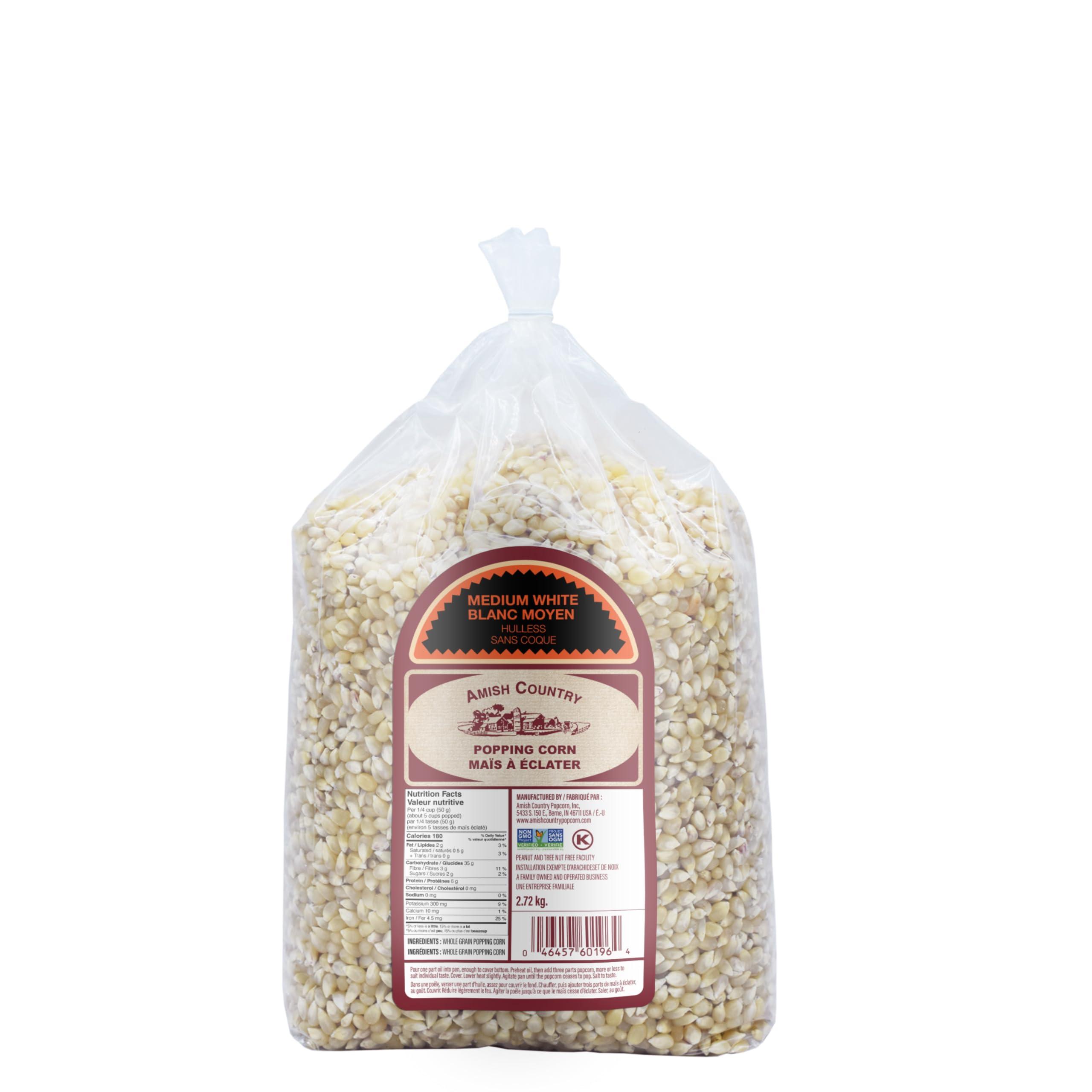 Amish Country Popcorn Amish Country Popcorn | 6 lb Bag | Medium White Popcorn Kernels | Old Fashioned, Non-GMO and Gluten Free (Medium White - 6 lb Bag)