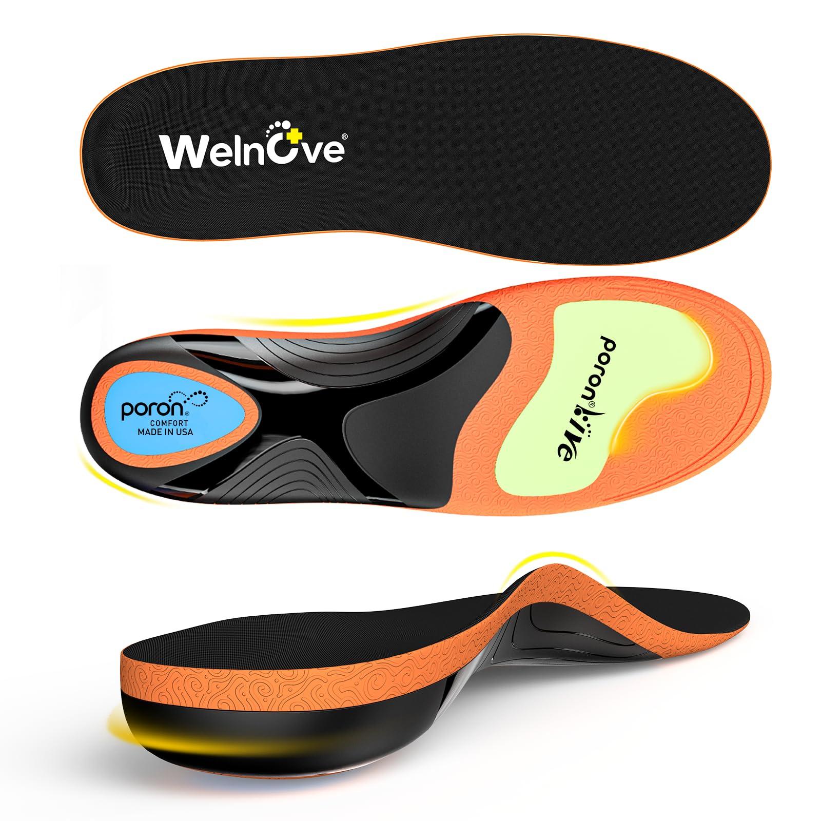 Welnove Work Boot Insoles Plantar Fasciitis - Welnove Heavy Duty Inserts for Pain Fatigue Relief, Standing All Day - High Arch Support Shoe Insoles Orthotic for Flat Feet, Achilles Tendonitis, Men Women (XS)