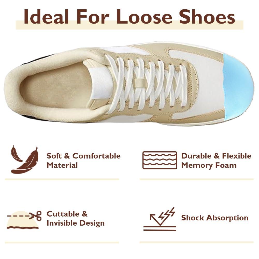 Dr.Foot Dr.Foot Shoe Filler Inserts for Loose Shoe, Toe Filler Cushion Inserts for Shoe Too Big, Big Shoe Fillers Make Shoes Fit for Casual Sports High Heels Boots (Medium: Half to One Size Bigger, Blue)