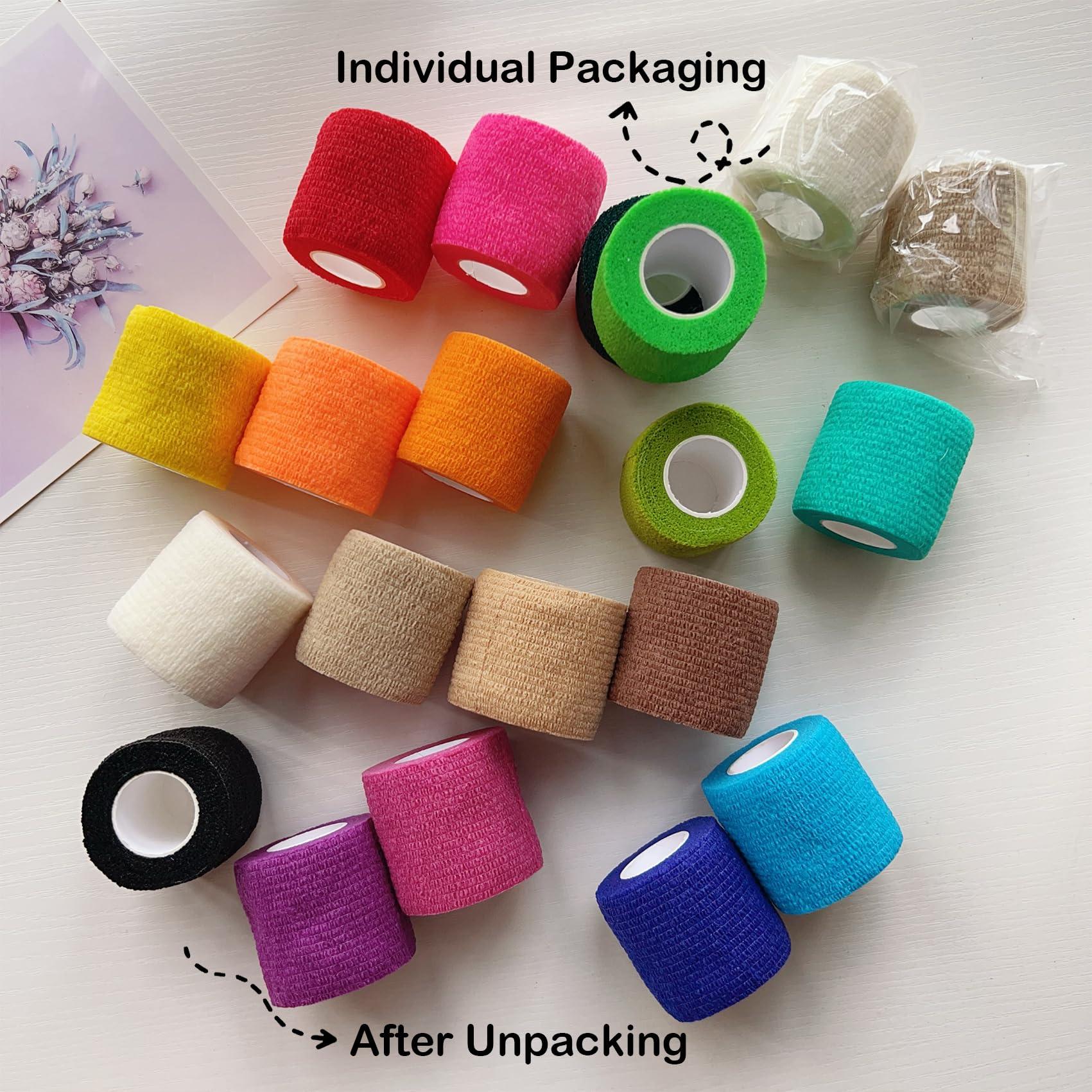 Lusy DM Lusy DM 36 PCS Self Adhesive Bandage Wrap 2\" X 5 Yards Elastic Cohesive Bandage Wrap Bandage Wrap Rolls Elastic Self-Adherent Tape for Stretch Athletic, Sports, Wrist, Ankle (Black)