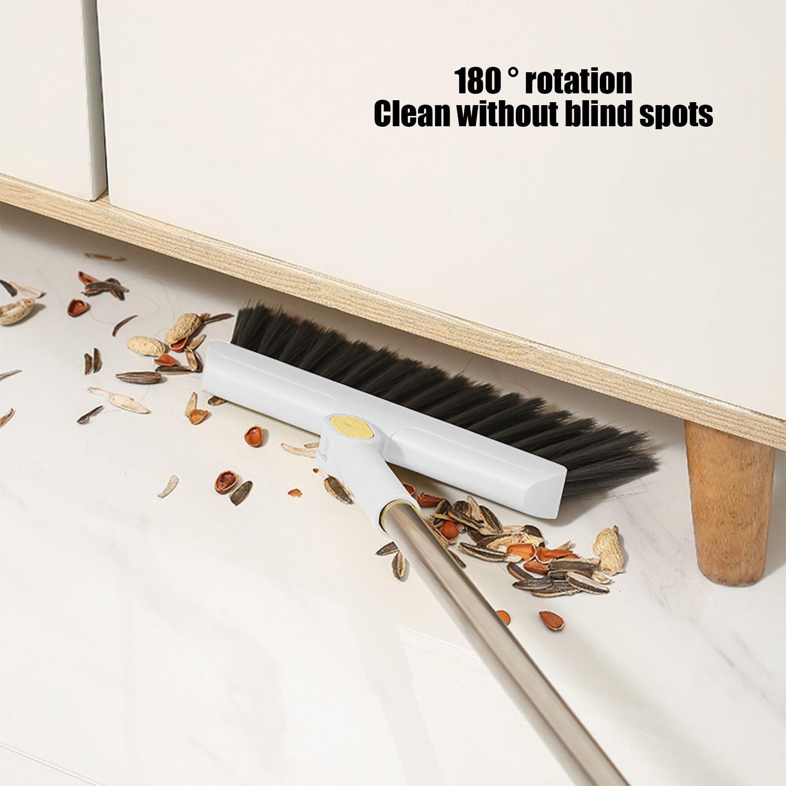 CENGNIAN Brooms for Sweeping Indoor 180 Degree Rotatable Standing Storage Buckle Type Brooms and Dustpan Set with Scraping Teeth and Scraper Deep Cleaning Suitable for Home