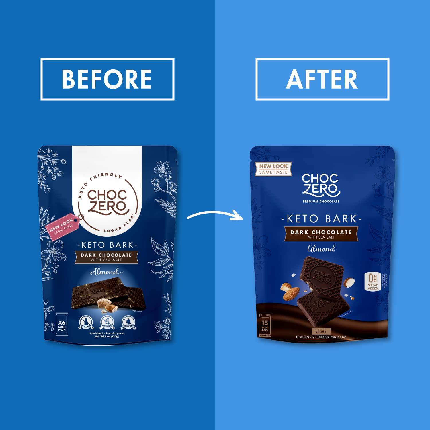 ChocZero ChocZero Dark Chocolate with Almonds Sea Salt Keto Bark, 6 Ounce (Pack of 1)