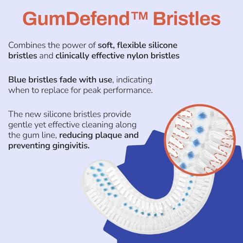 autobrush autobrush Kids U Shaped Electric Toothbrush, ADA Accepted, Sonic Pro with Unique 360 Nylon Bristles 3 Cleaning Modes,Whitening LED-Lights,Plays Music (Double-Sided),Ages 9-12, Lion